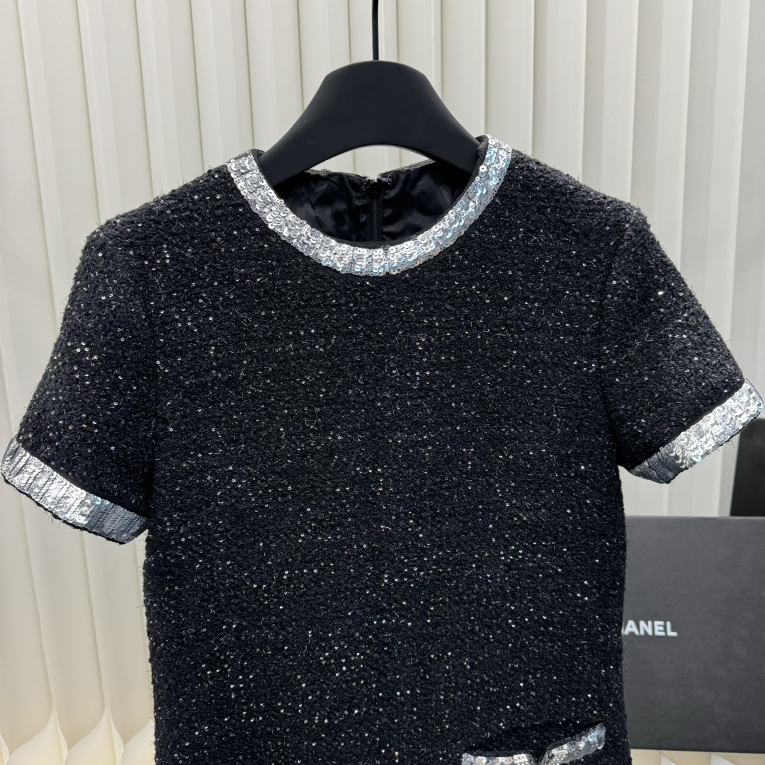 Bagsaaa Valentio Black Tweed Dress