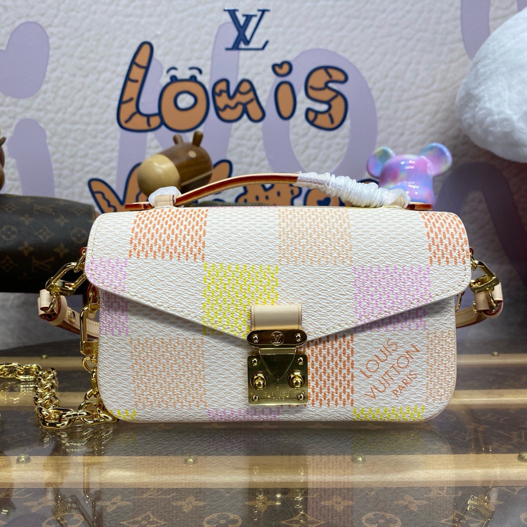 Bagsaaa L0vis Vvtt0n Pochette Métis East West Peach Damier Giant coated canvas - 8.5 x 5.3 x 2.4 inches