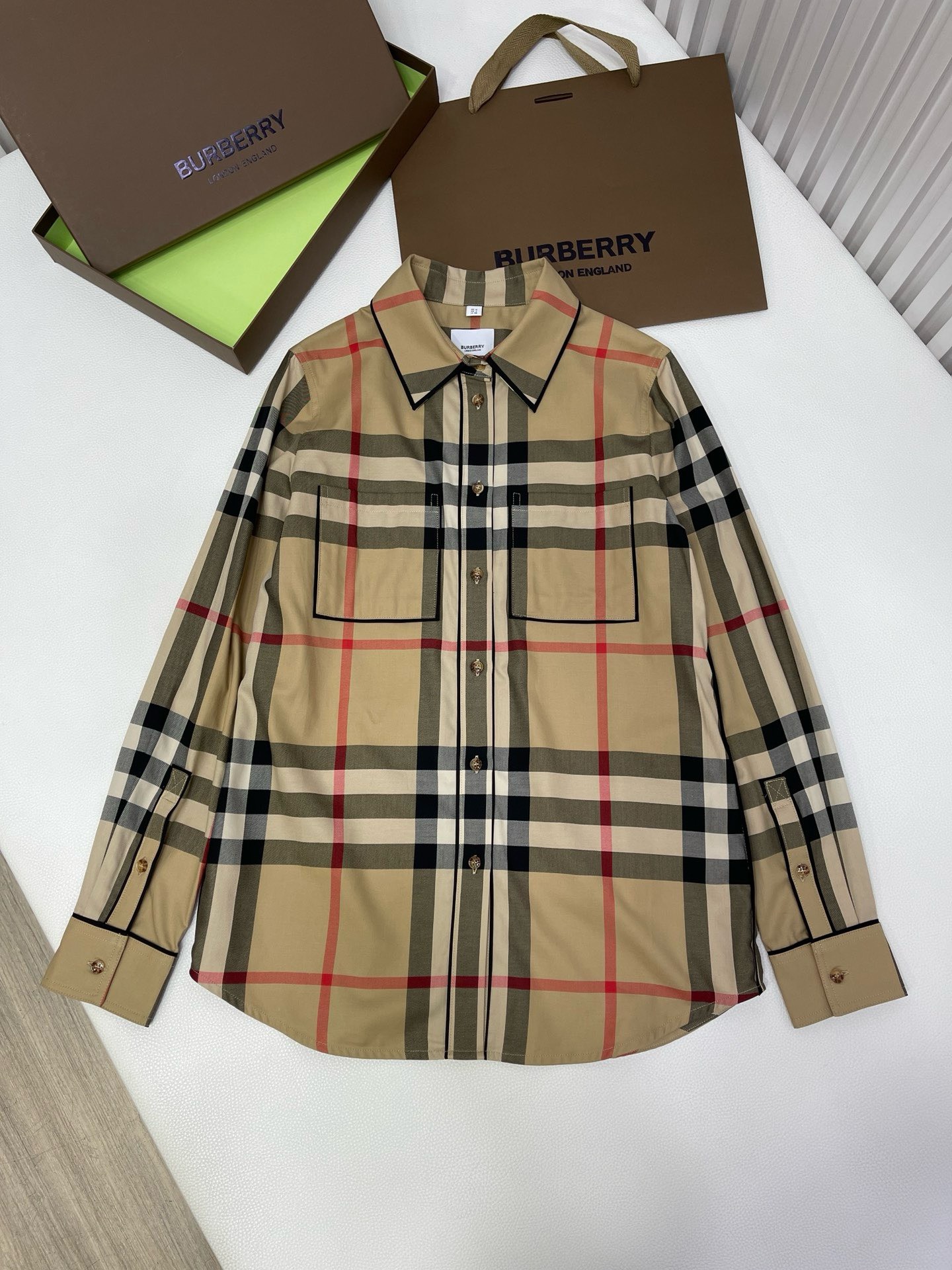 Bagsaaa Bv*b*rry Vintage Checked Shirt Yellow With Front Pocket