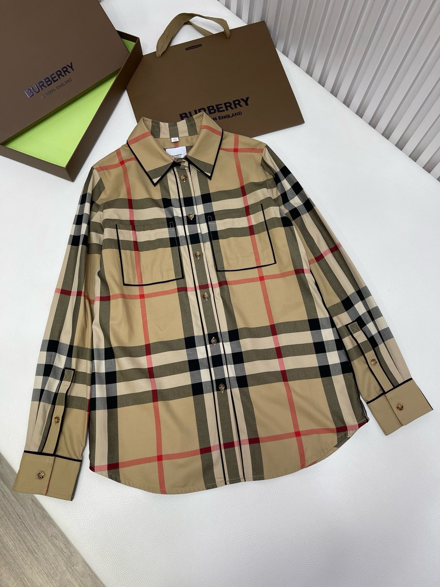 Bagsaaa Bv*b*rry Vintage Checked Shirt Yellow With Front Pocket