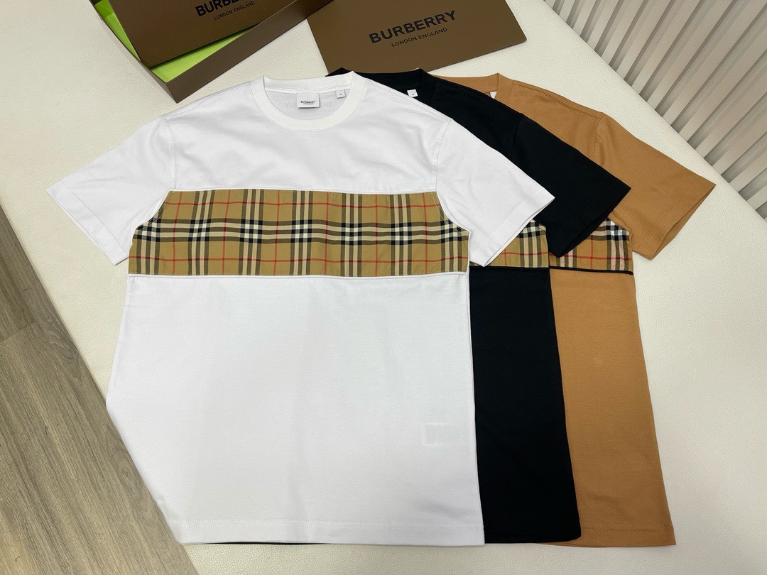 Bagsaaa Bv*b*rry Vintage Check Panel Cotton T-shirt