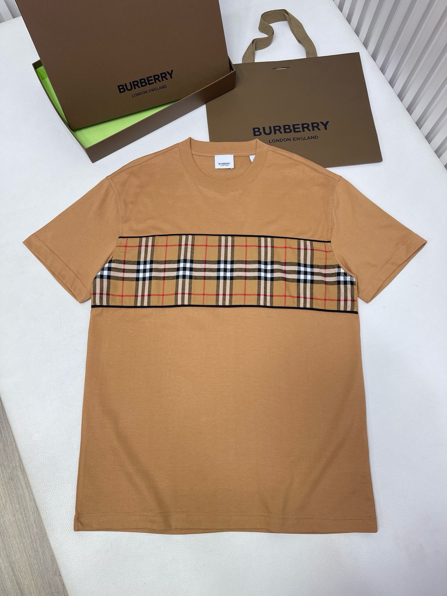 Bagsaaa Bv*b*rry Vintage Check Panel Cotton T-shirt