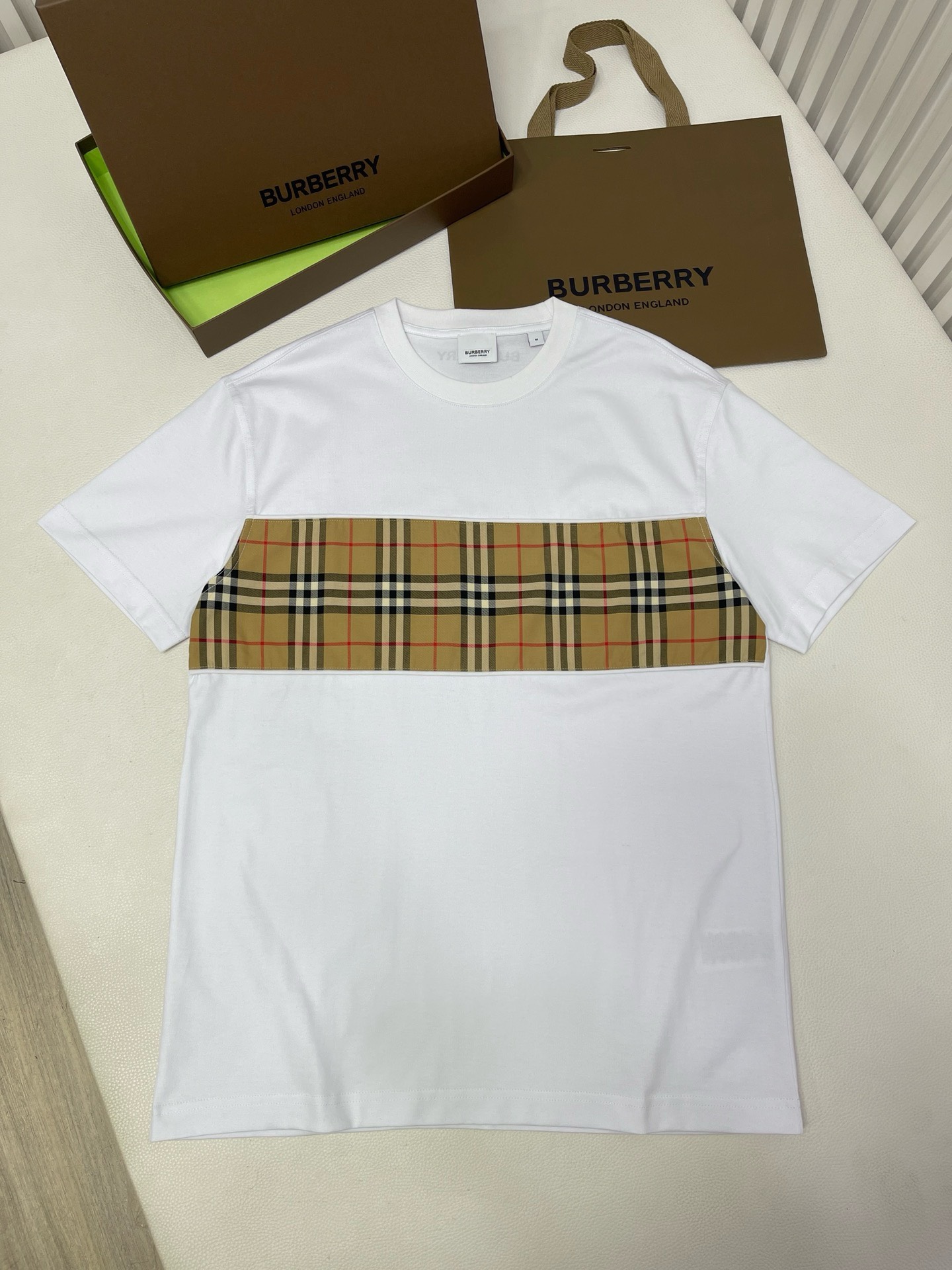 Bagsaaa Bv*b*rry Vintage Check Panel Cotton T-shirt