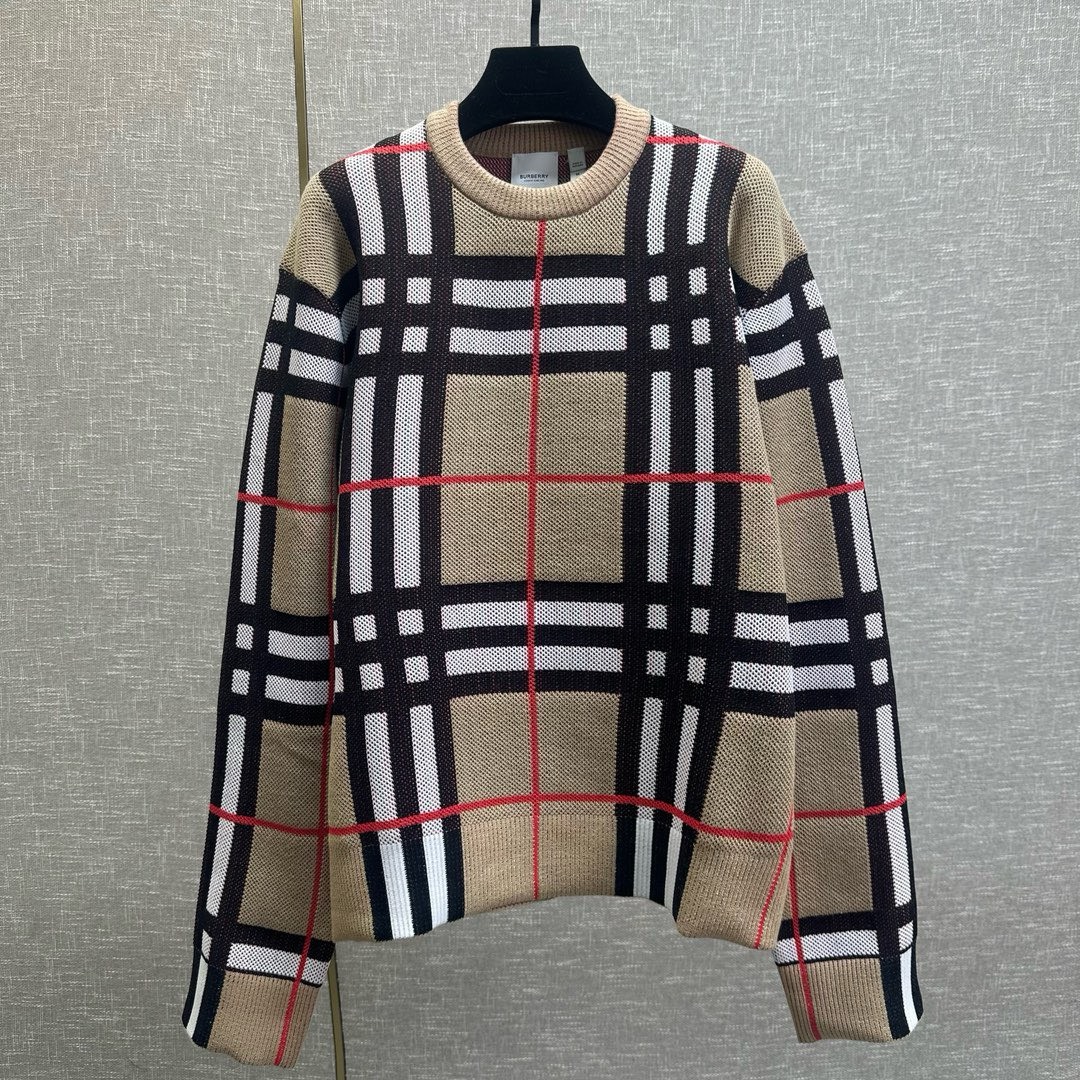 Bagsaaa Burrberry Check Cotton Blend Sweater