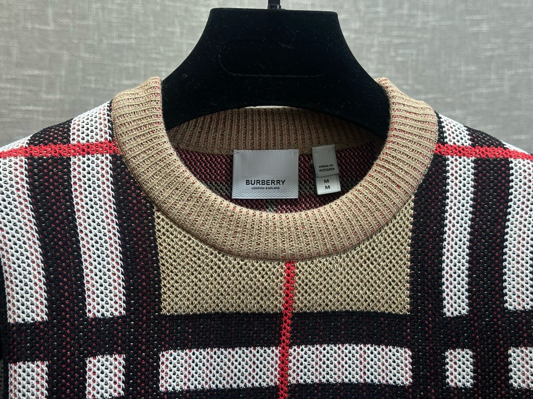 Bagsaaa Burrberry Check Cotton Blend Sweater