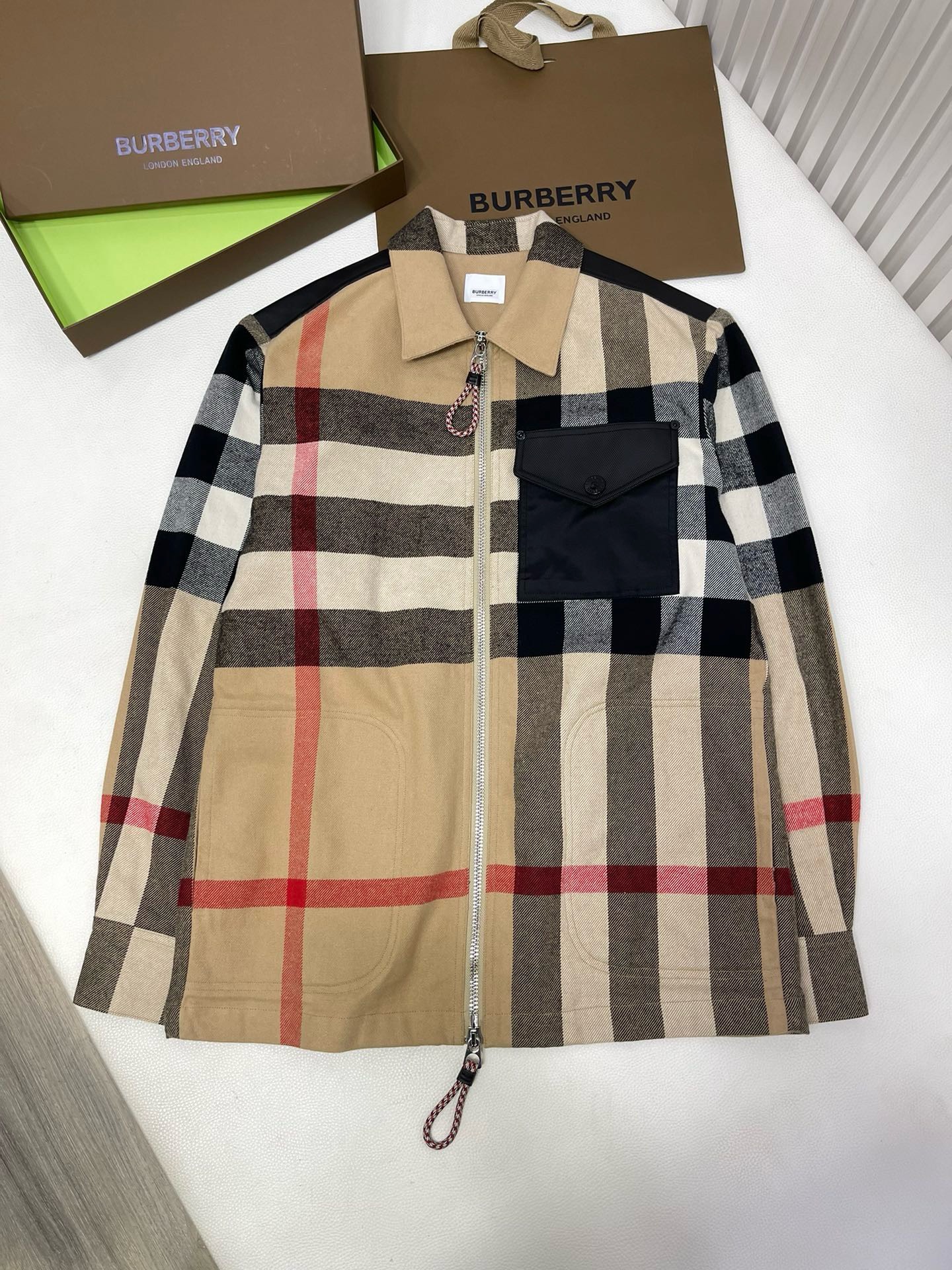 Bagsaaa Burrberry contrast panel check shirt