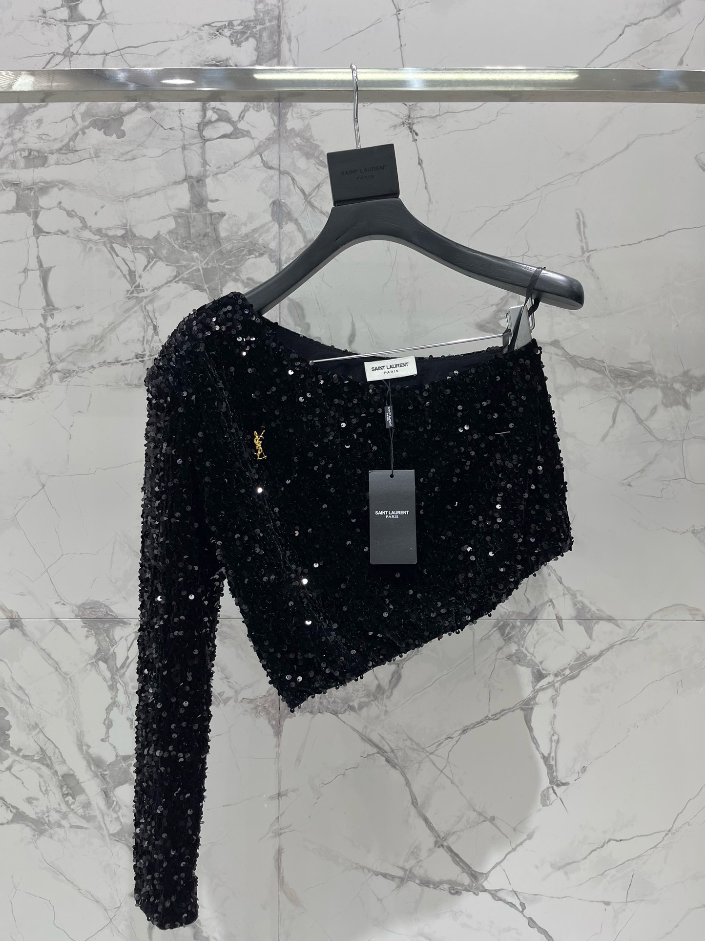 Bagsaaa Y51 Sequins Black Top