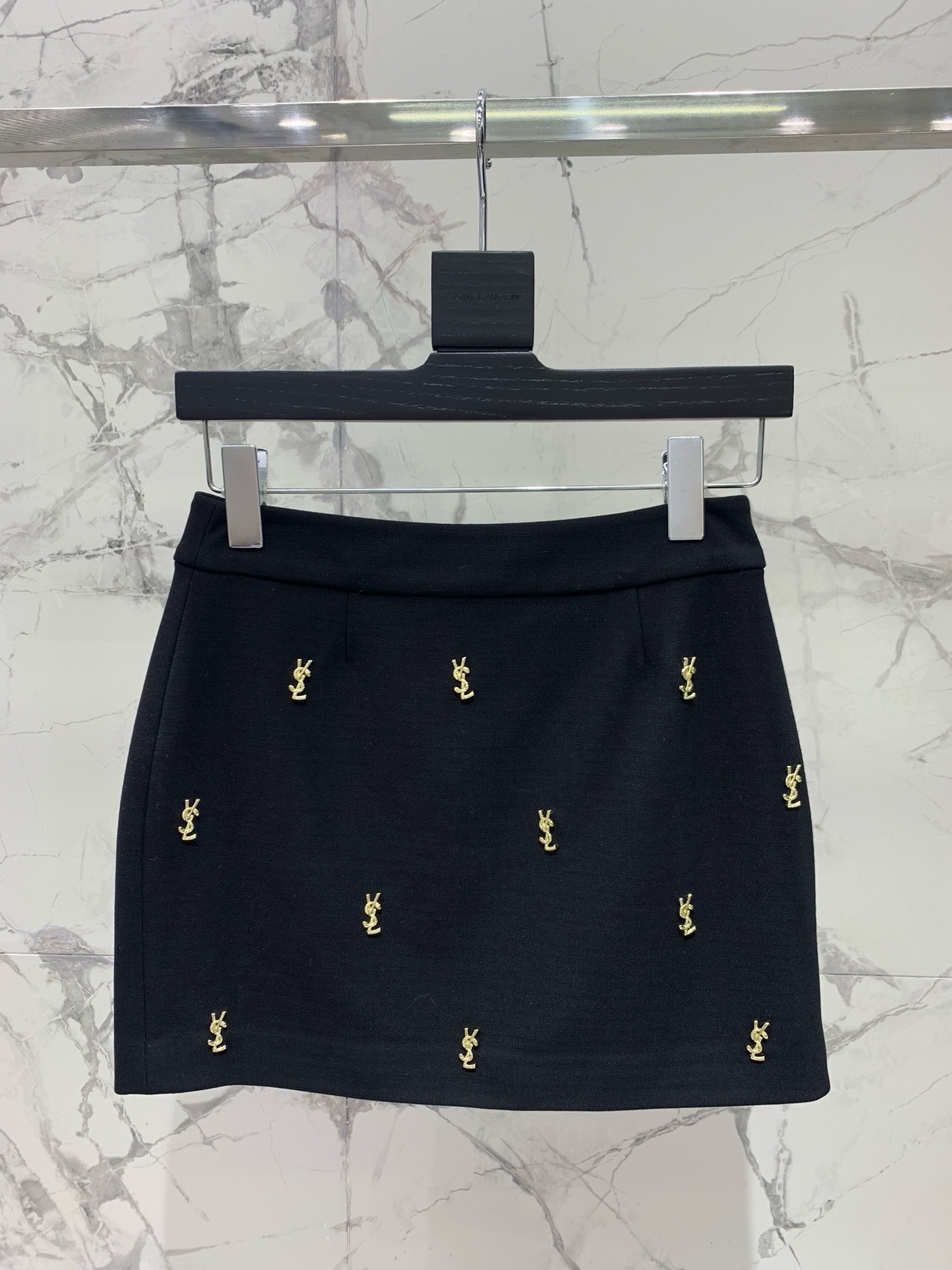 Bagsaaa Y51 Black Gold Logo Skirt