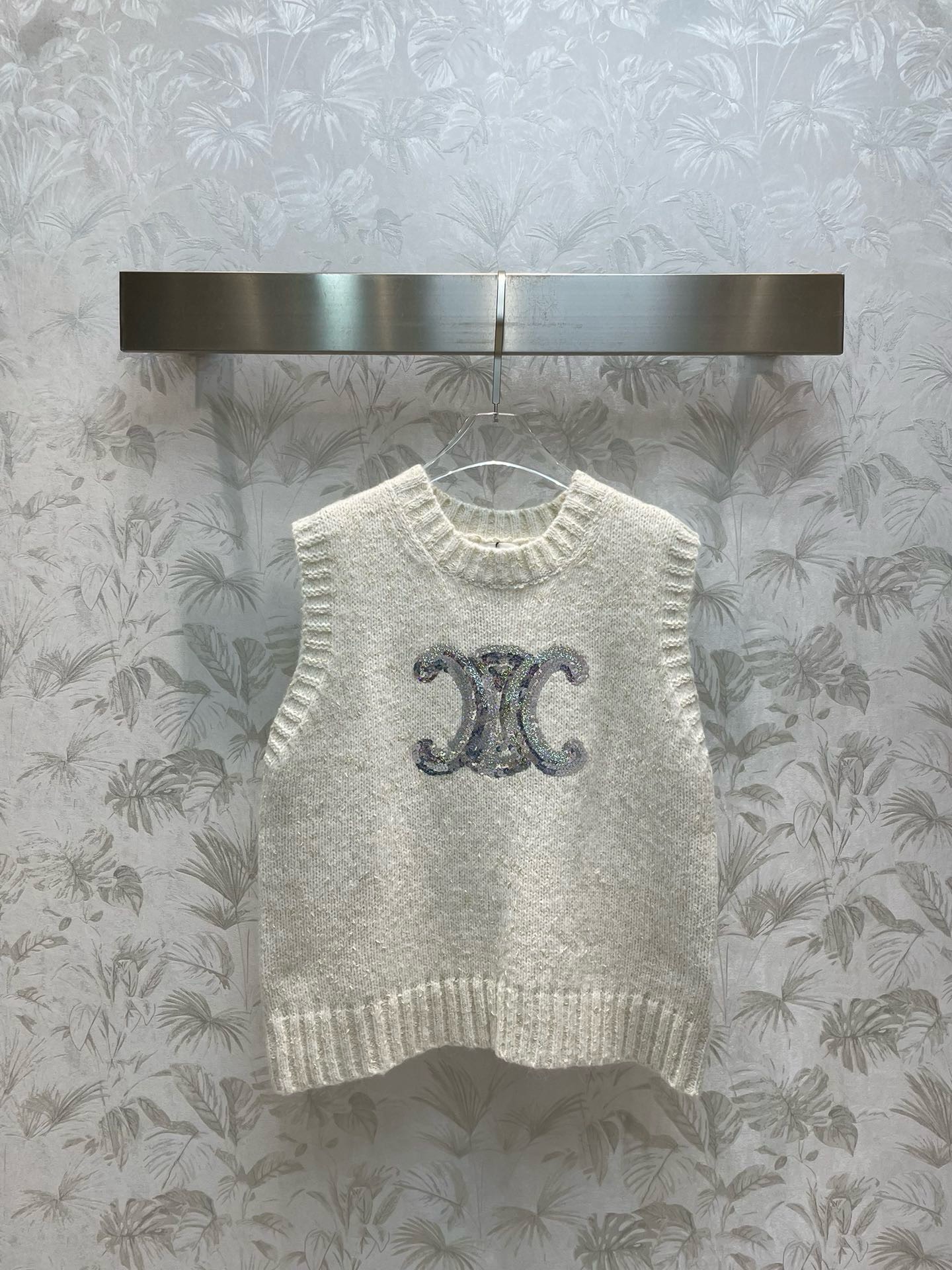 Bagsaaa Ce1i*e Triomphe Logo Sleeveless Sweater