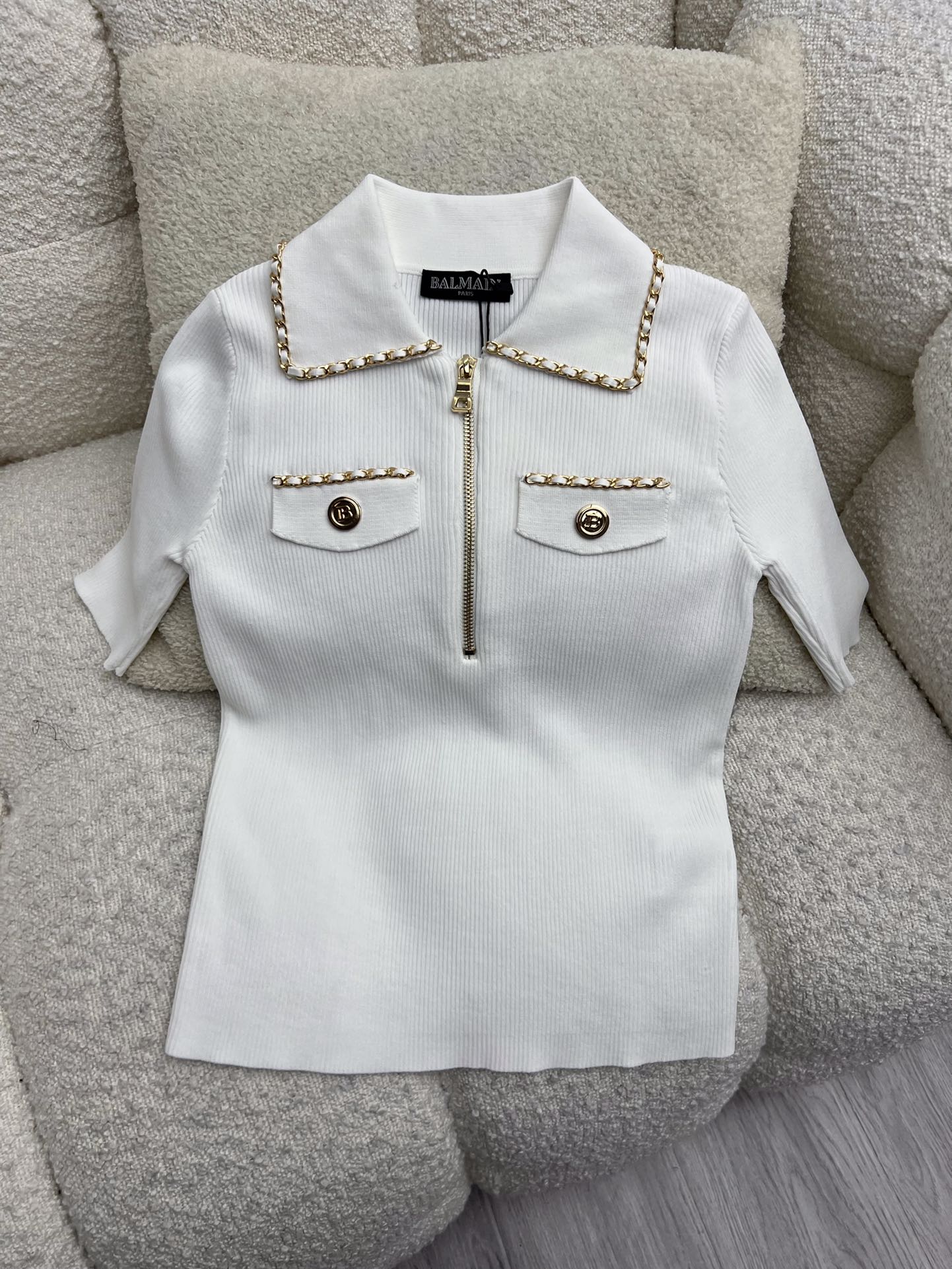 Bagsaaa Balmain Cotton Polo Shirt (2 colors)
