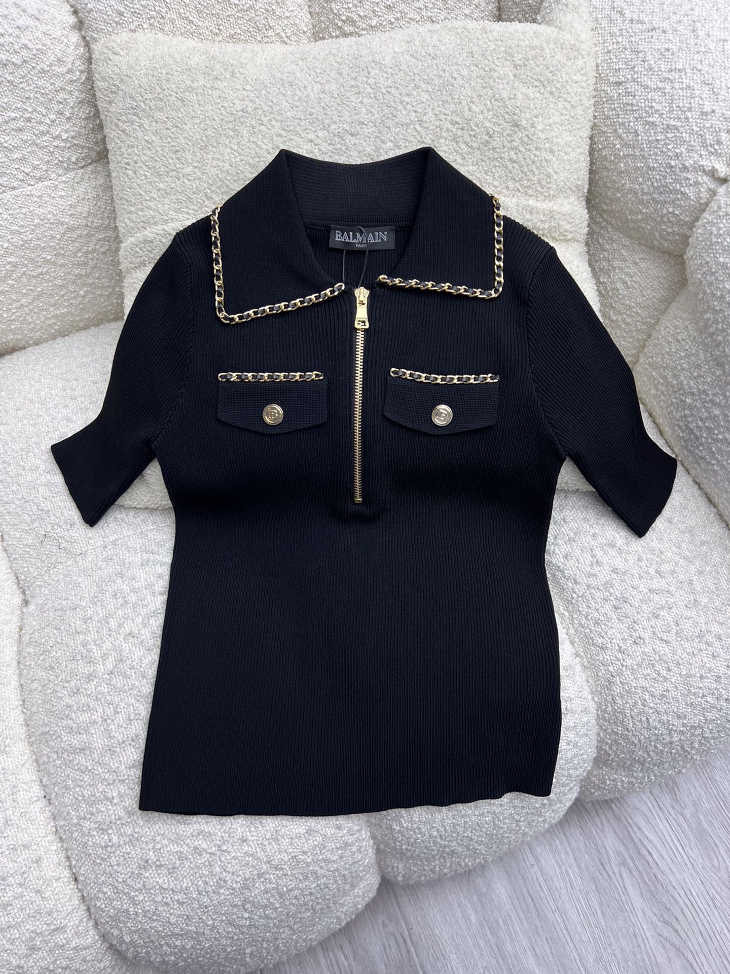 Bagsaaa Balmain Cotton Polo Shirt (2 colors)