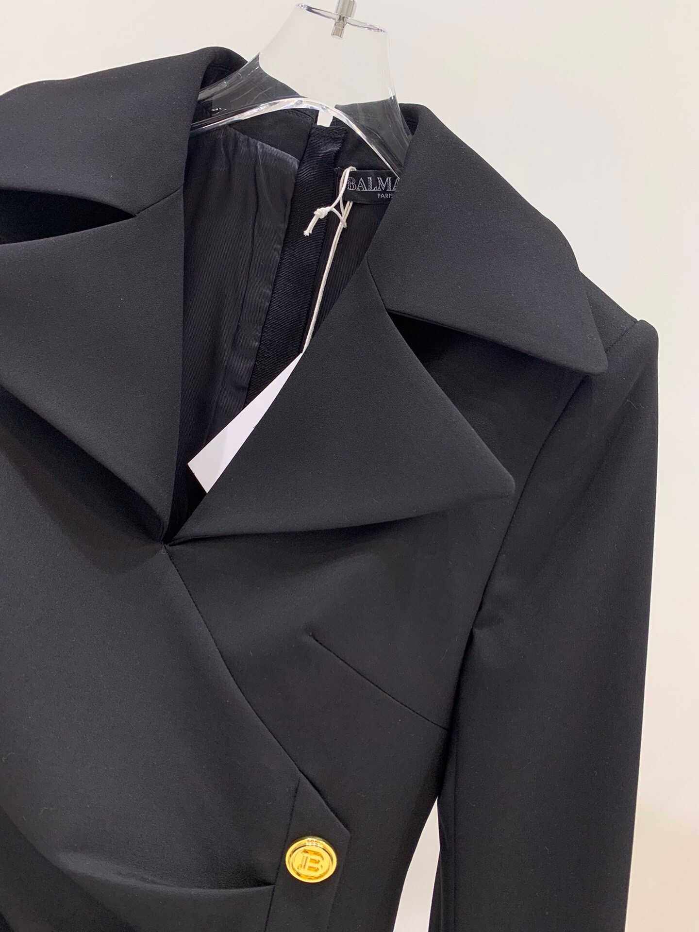 Bagsaaa Balmain Black Gold Button Detail Blazer Dress