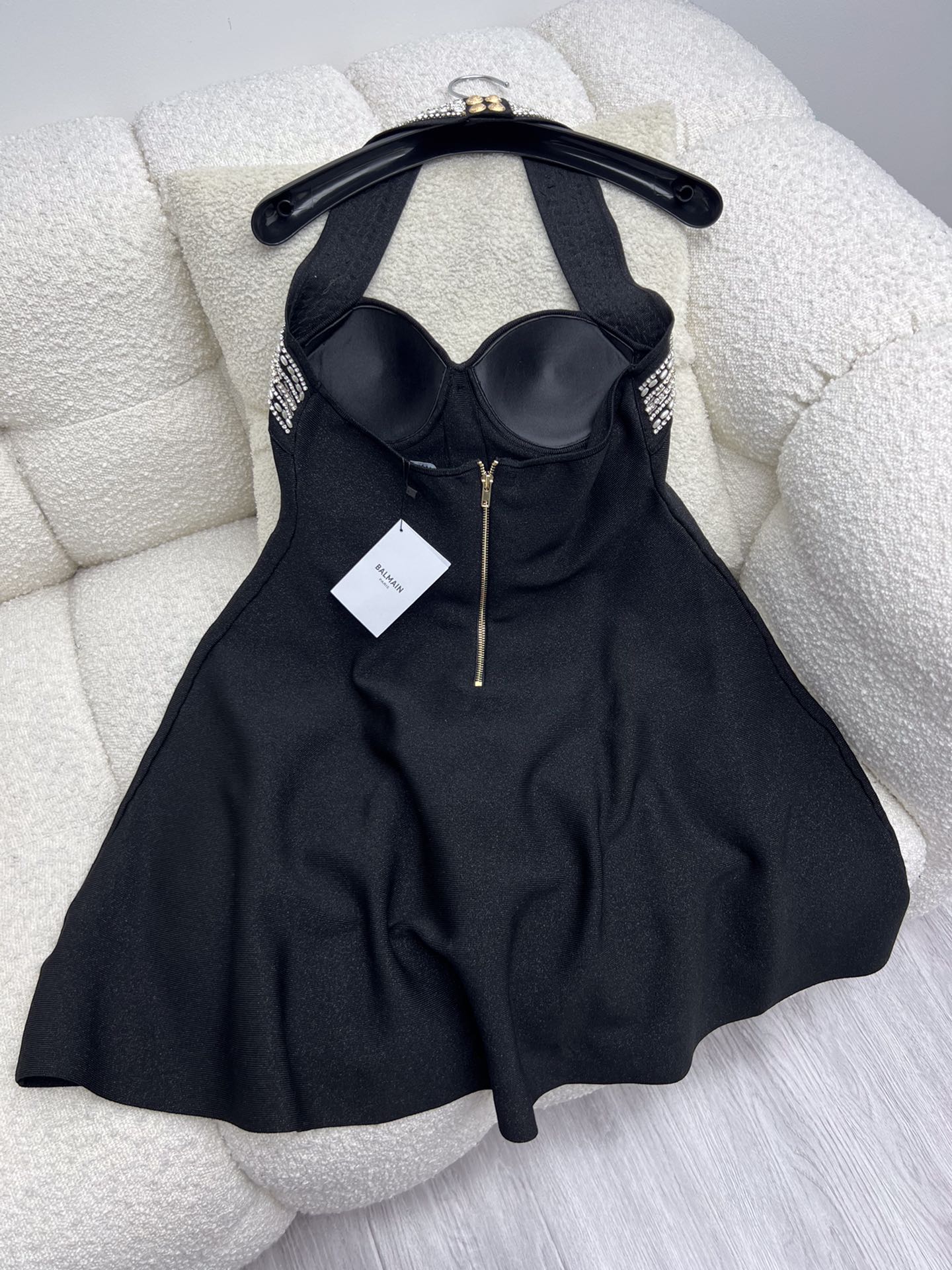 Bagsaaa Balmain halter-neck buttoned minidress