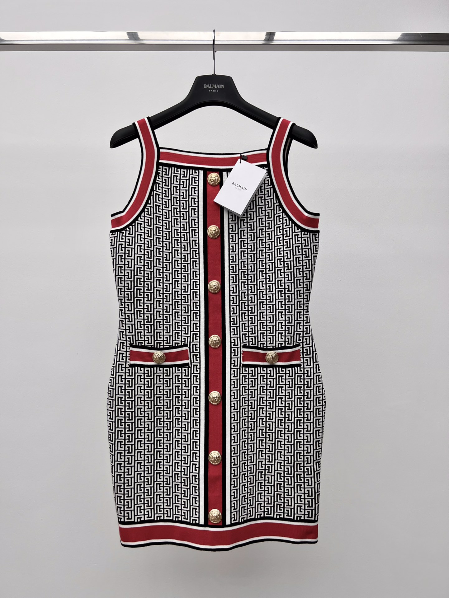 BAGSAAA BALMAIN SLEEVELESS KNIT MINI DRESS IN MULTICOLOR
