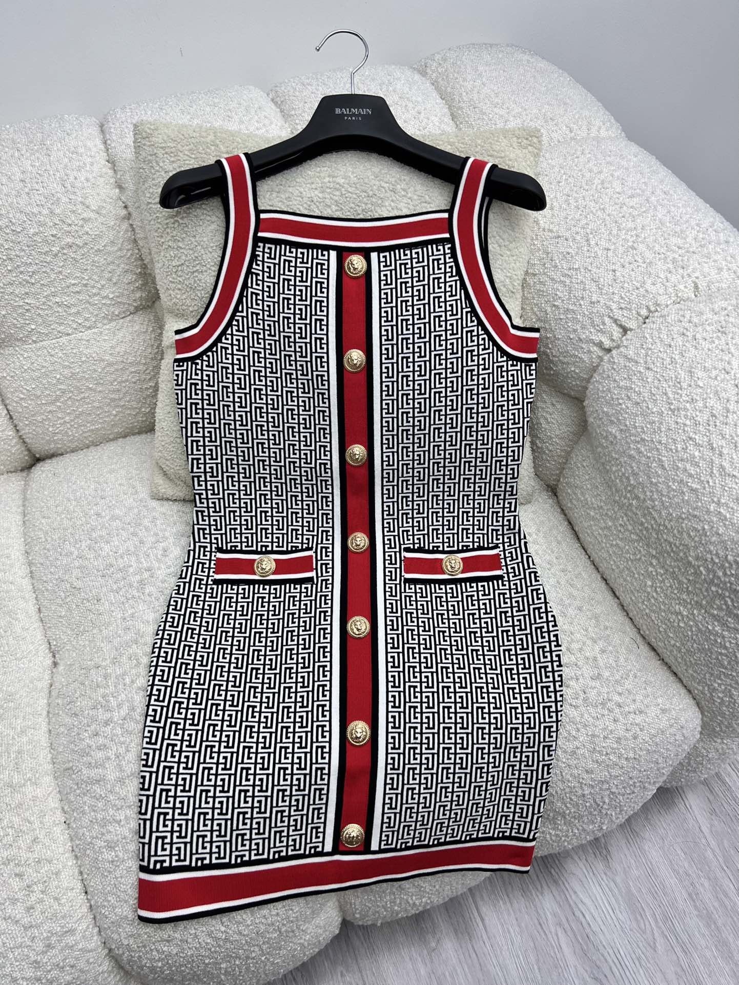 BAGSAAA BALMAIN SLEEVELESS KNIT MINI DRESS IN MULTICOLOR