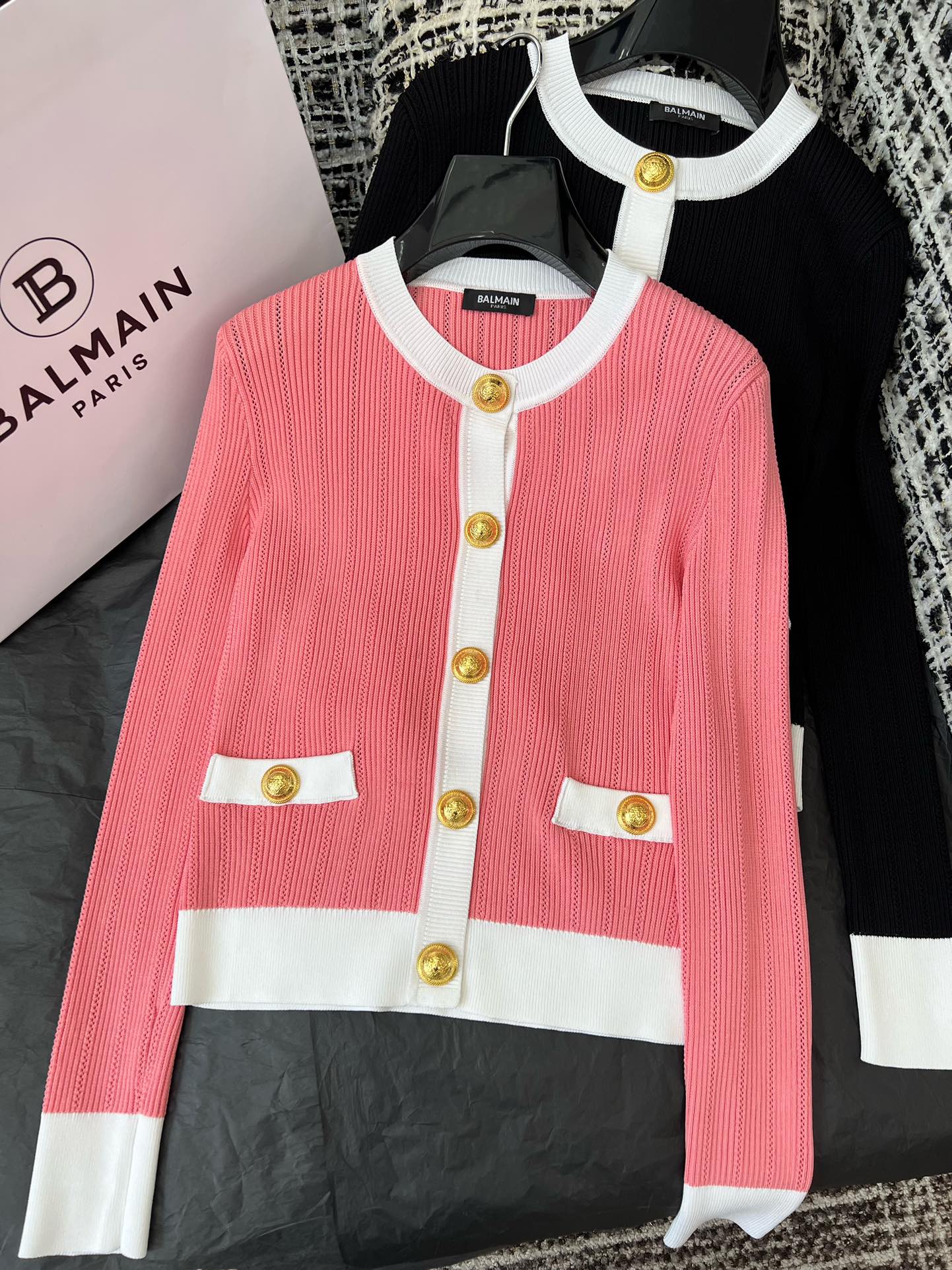 Bagsaaa Balmain Cardigan Gold Button