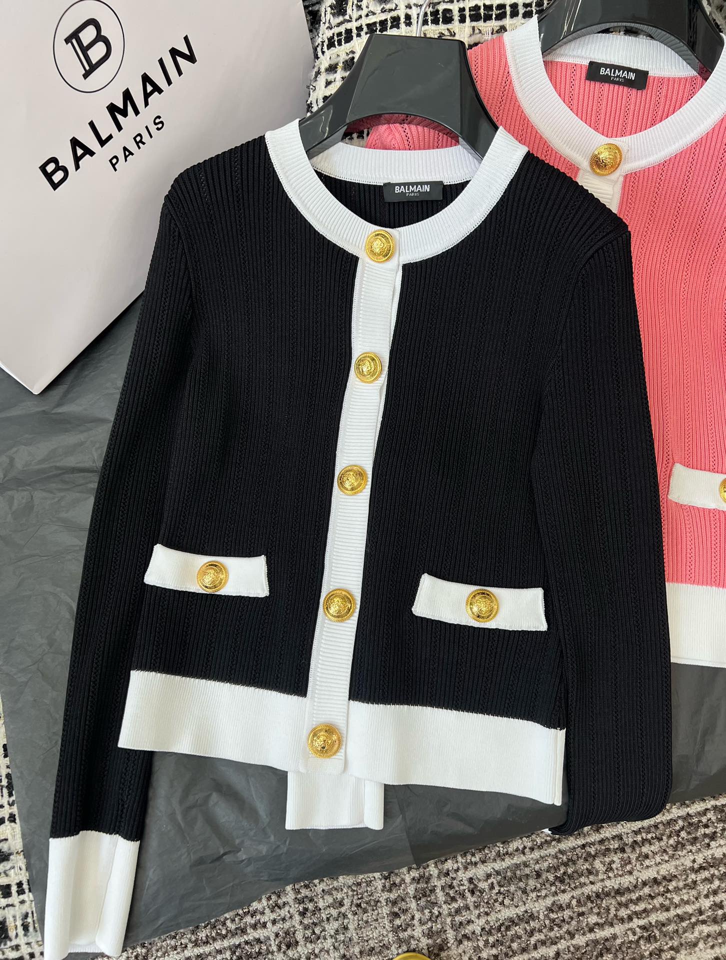 Bagsaaa Balmain Cardigan Gold Button