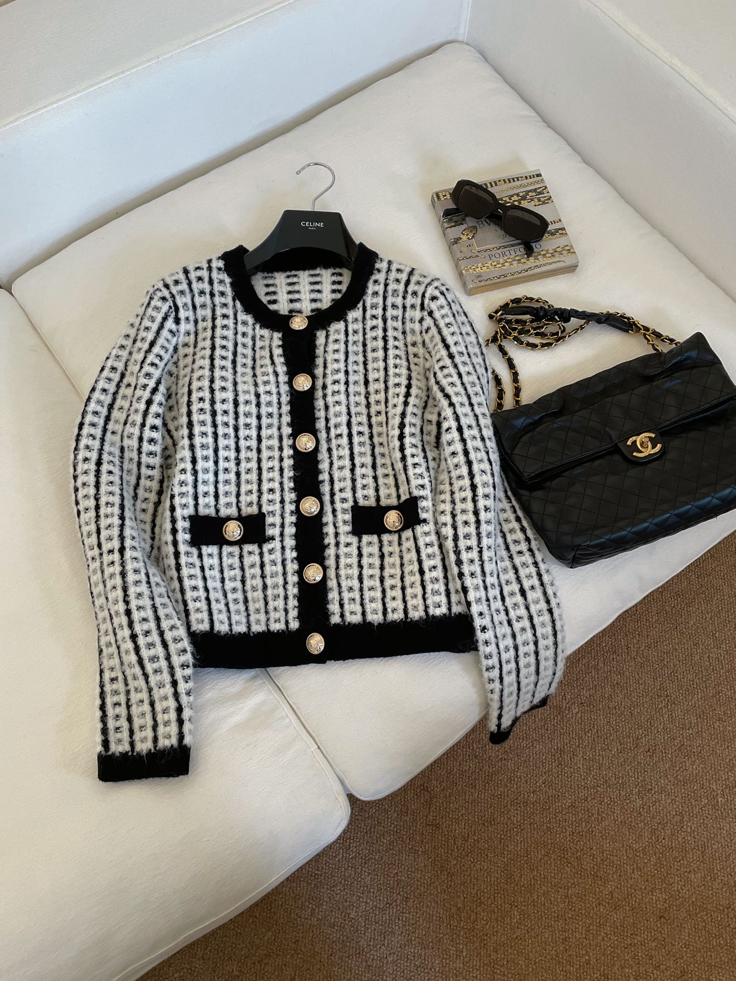 Bagsaaa Balmain Gold Button Cardigan