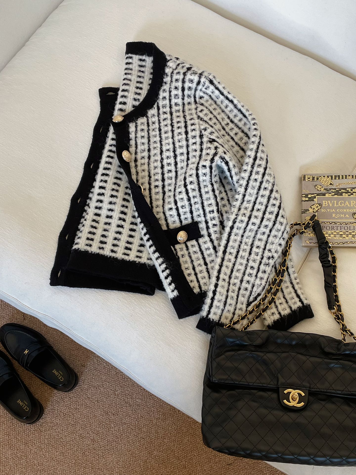 Bagsaaa Balmain Gold Button Cardigan