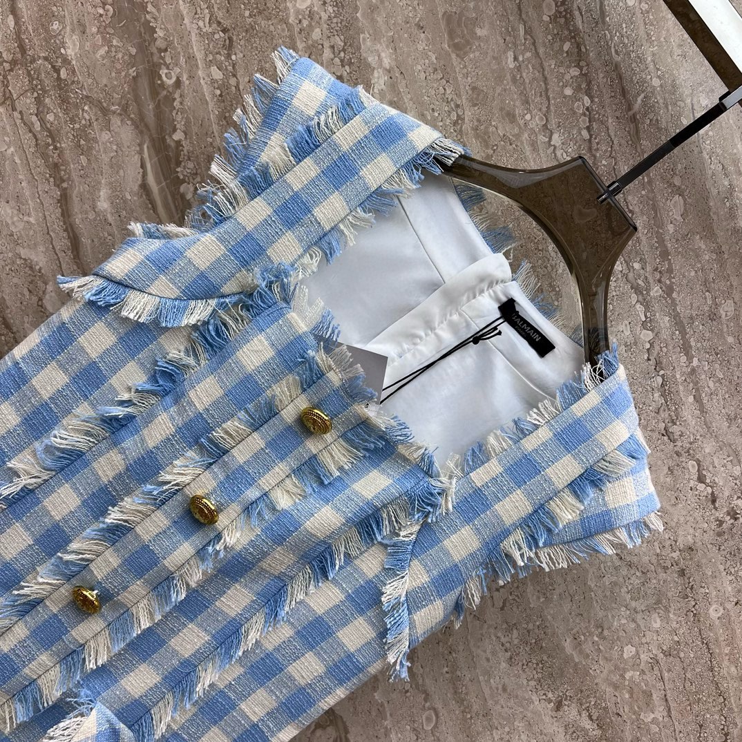 Bagsaaa Balmain Gingham tweed dress