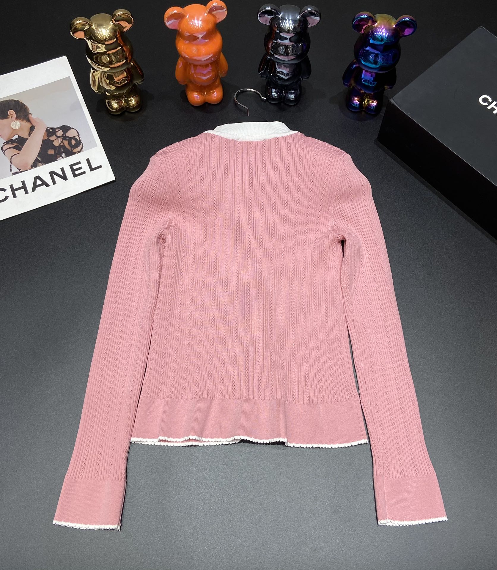 Bagsaaa Balmain Pink Gold Button Cardigan