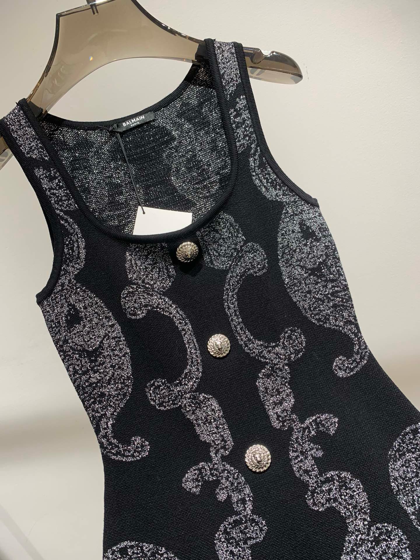 Bagsaaa Balmain Paisley knit sleeveless dress