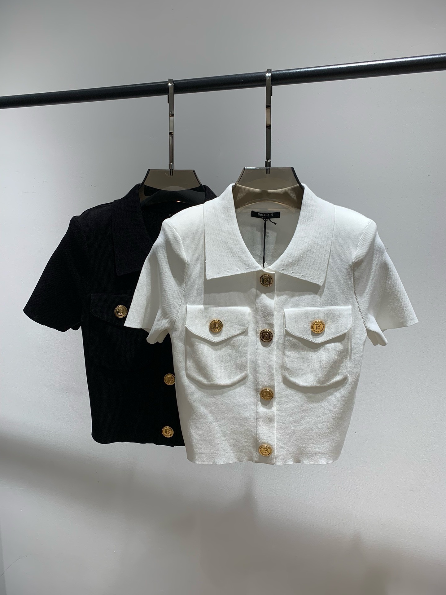 Bagsaaa Balmain Gold Button Polo Top