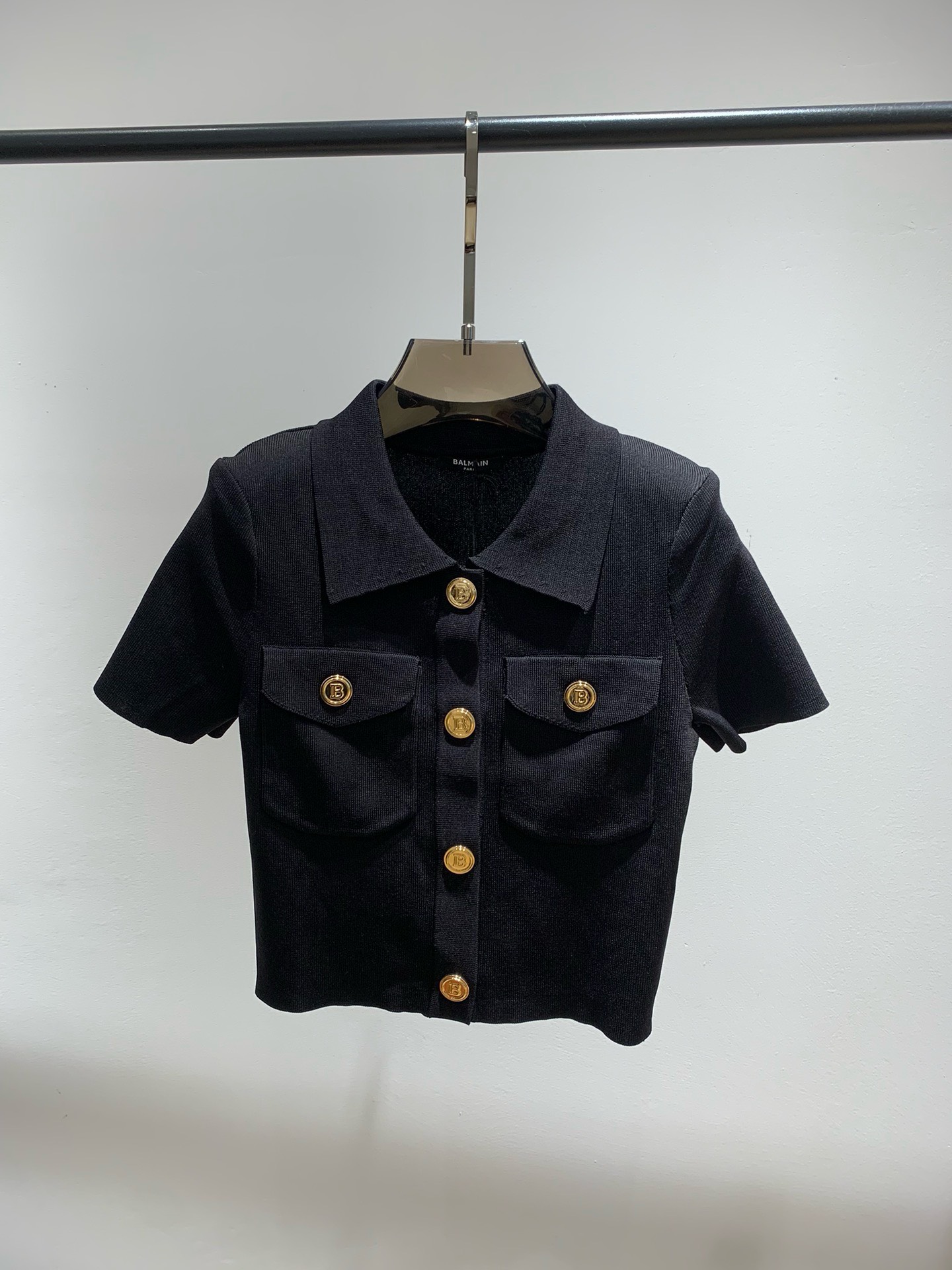 Bagsaaa Balmain Gold Button Polo Top