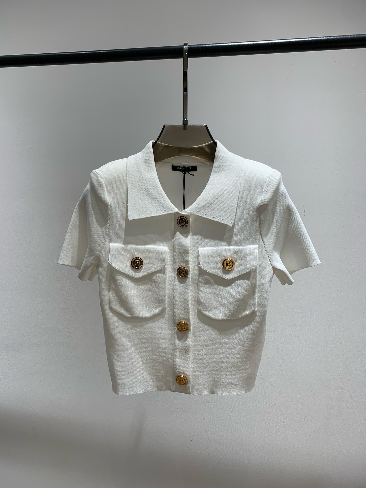Bagsaaa Balmain Gold Button Polo Top
