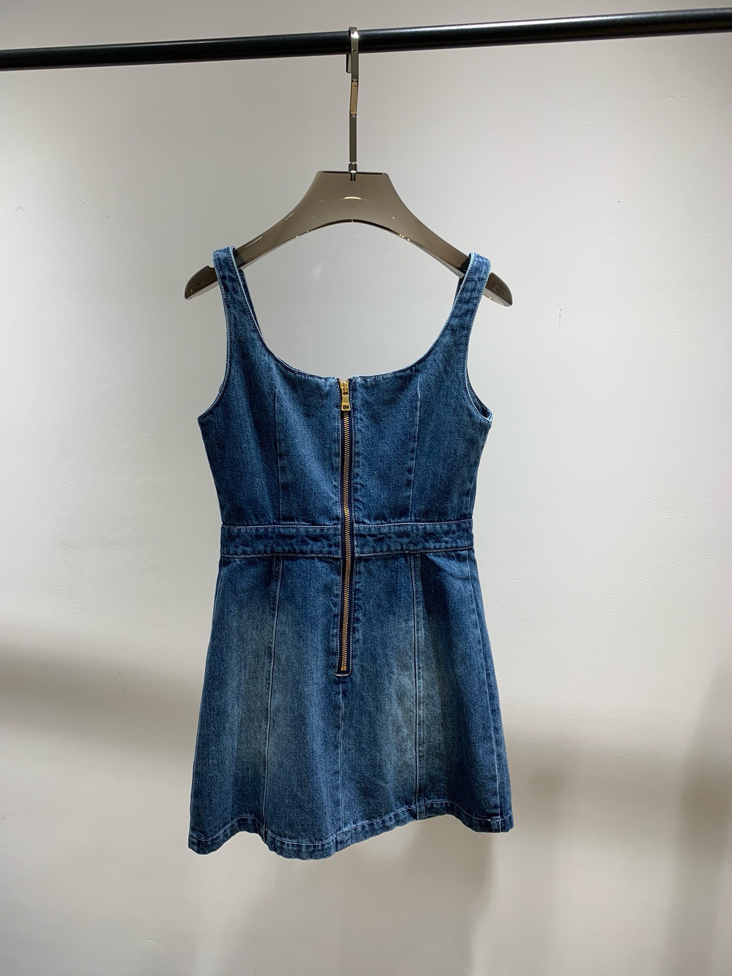 Bagsaaa Balmain logo-embellished denim minidress