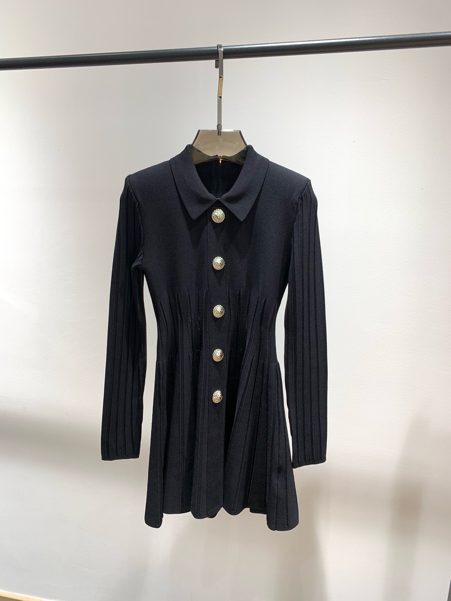 Bagsaaa Balmain ribbed-knit flared minidress