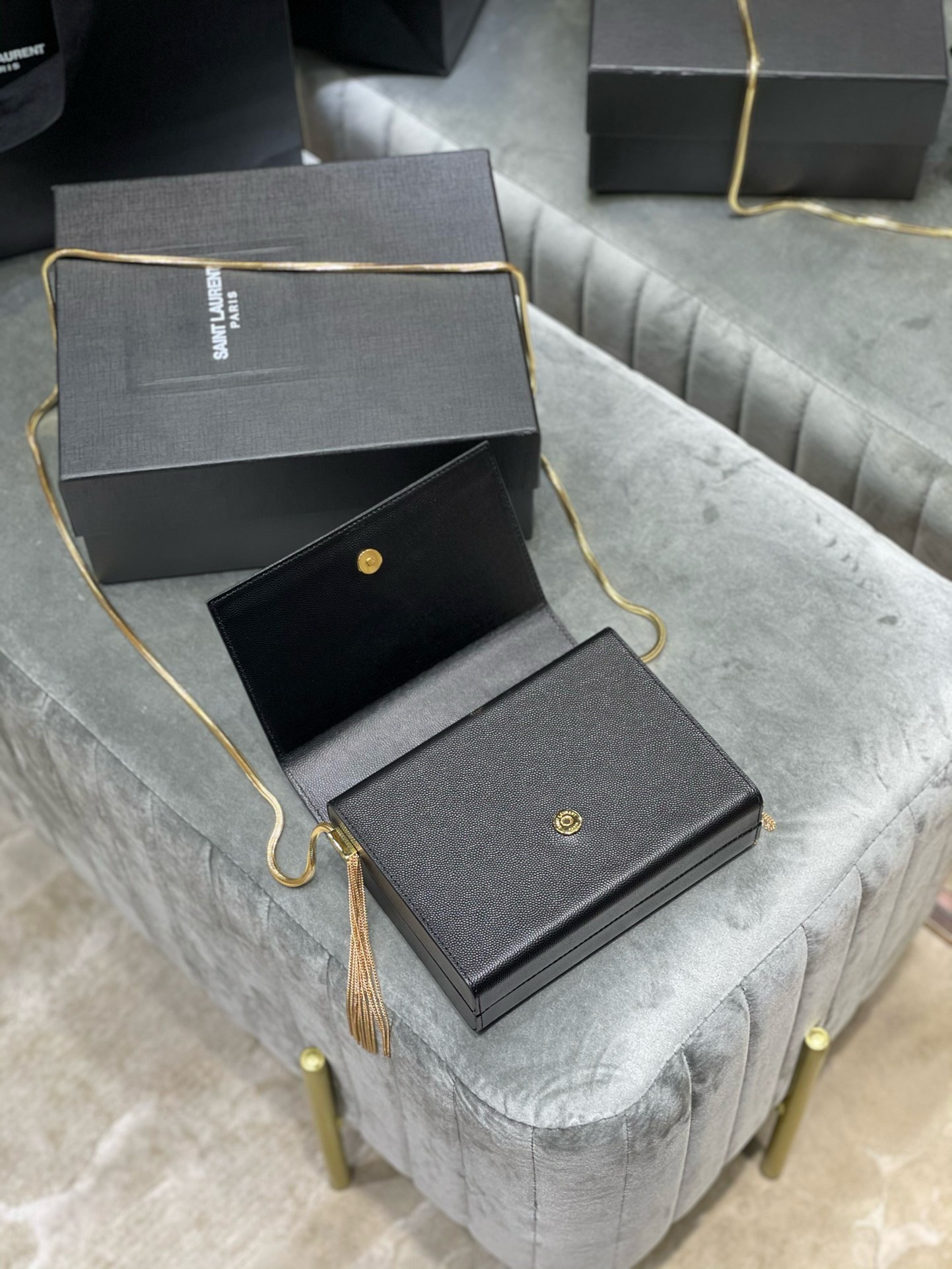 Bagsaaa Y51 Kate Box Bag Grained Leather - 18x14x5.5cm
