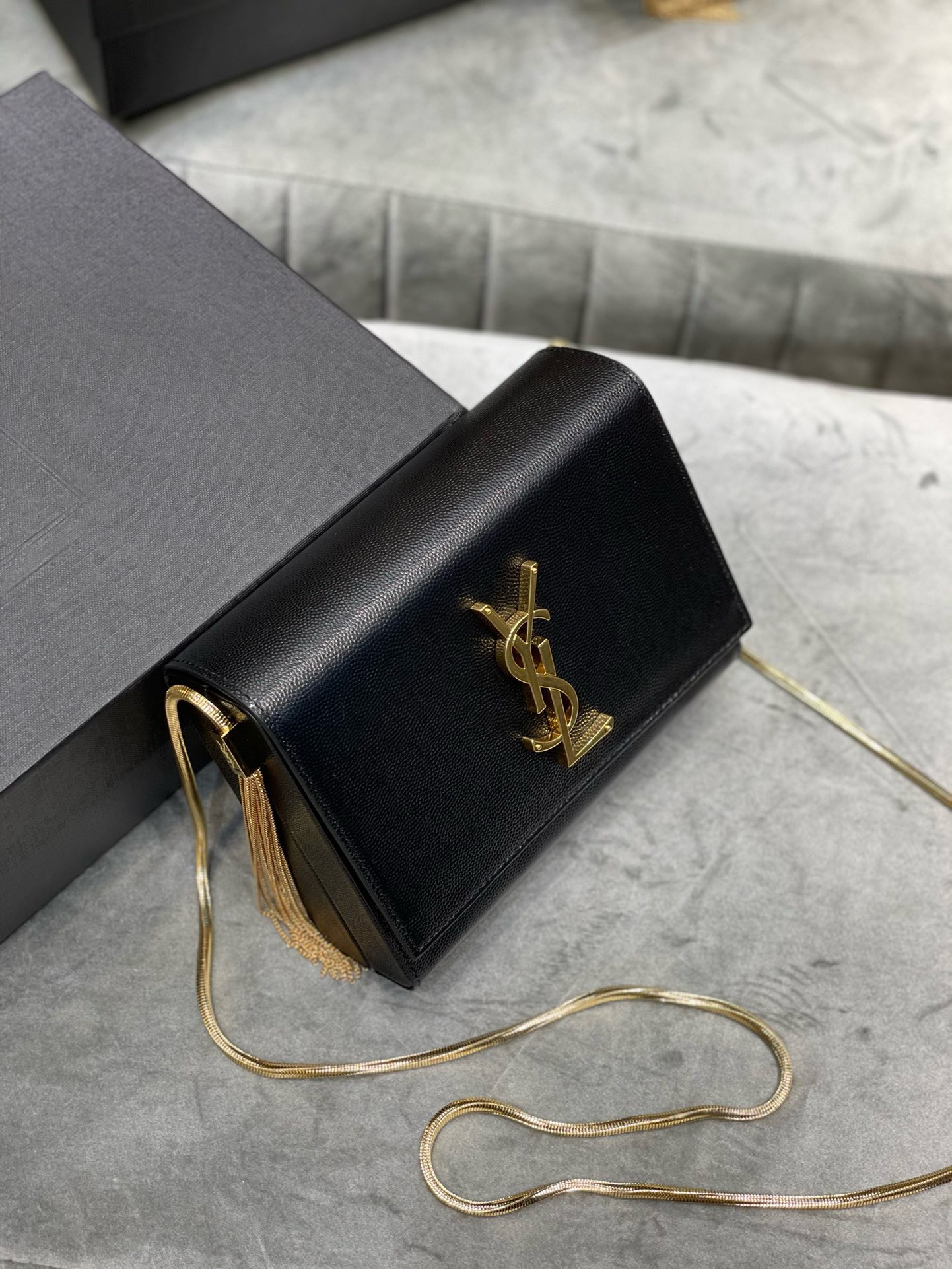 Bagsaaa Y51 Kate Box Bag Grained Leather - 18x14x5.5cm