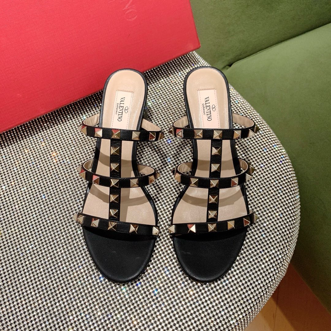 Bagsaaa Va1e*ntin0 Rockstud Caged 60mm Slide Sandals