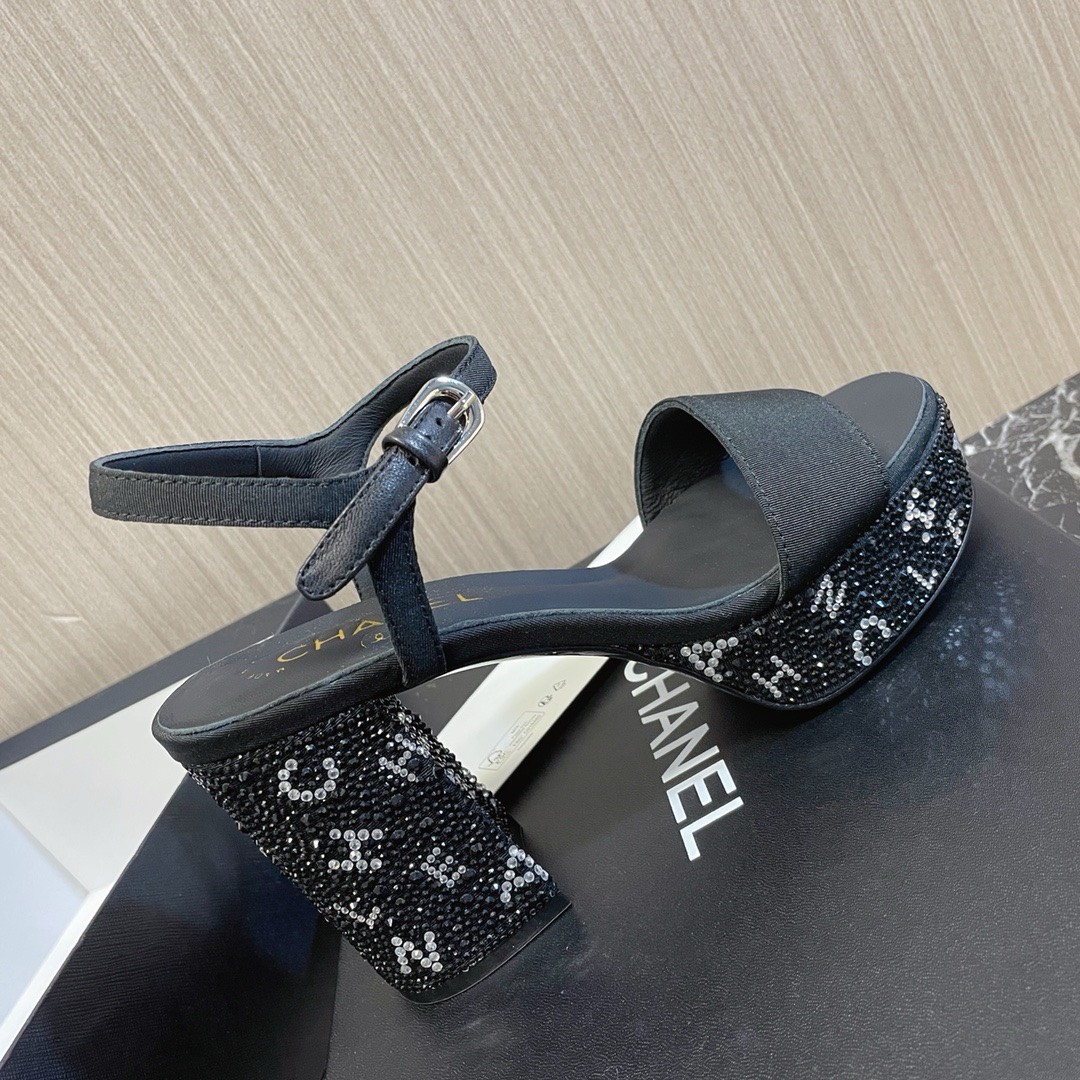 Bagsaaa Ch**el Heels Sandals In Black