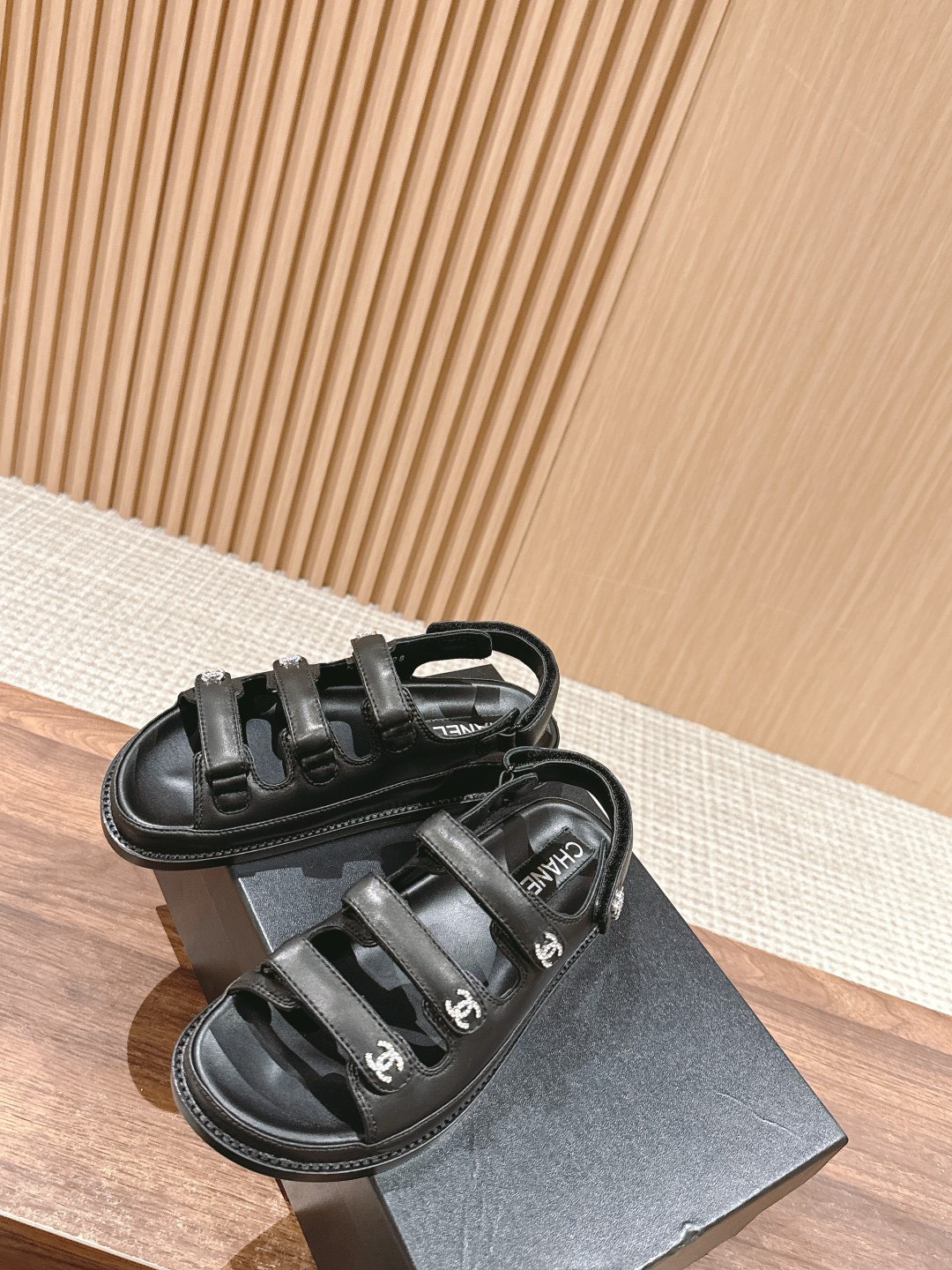 Bagsaaa Ch**el Dad Sandals In Black 02