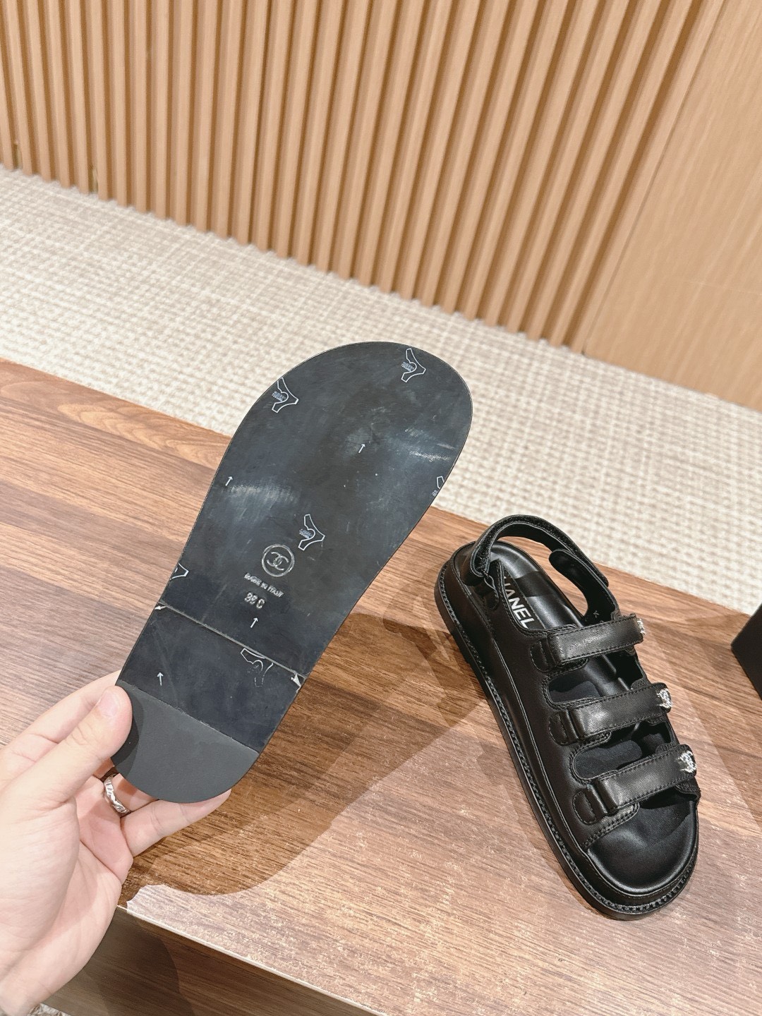 Bagsaaa Ch**el Dad Sandals In Black 02