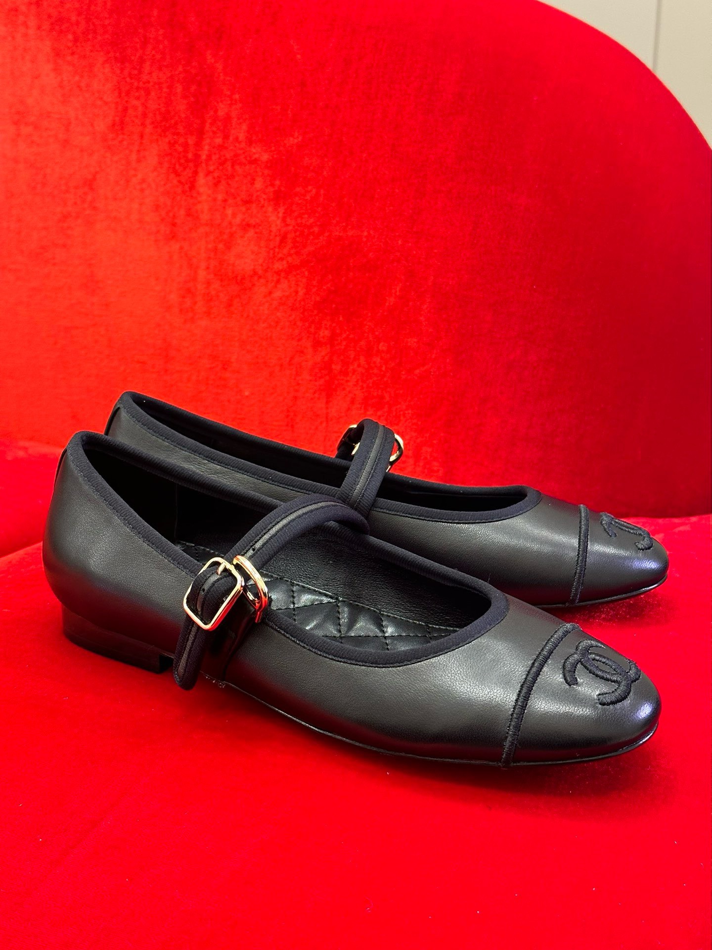 Bagsaaa Ch**el Mary Janes Black Lambskin