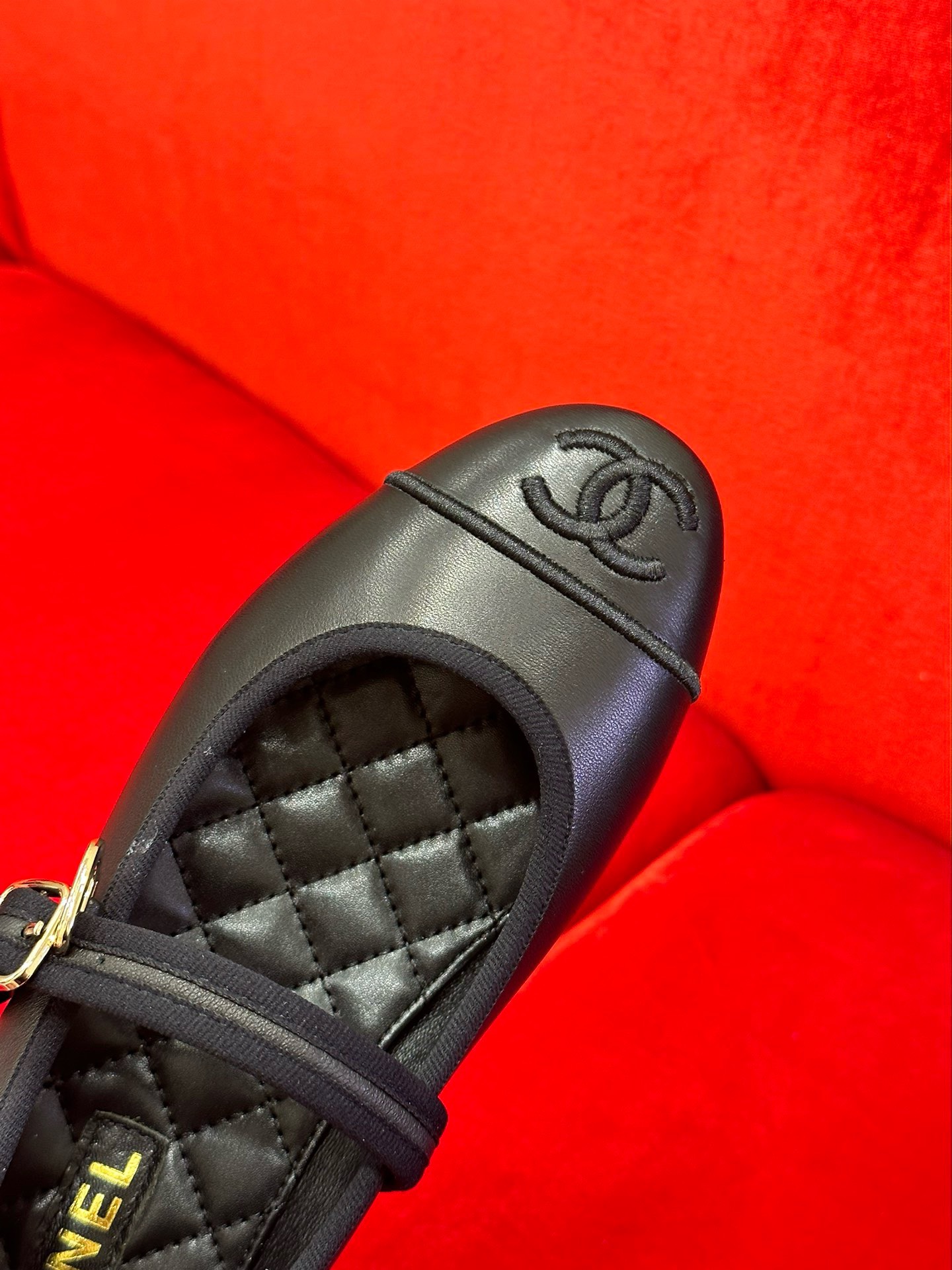 Bagsaaa Ch**el Mary Janes Black Lambskin