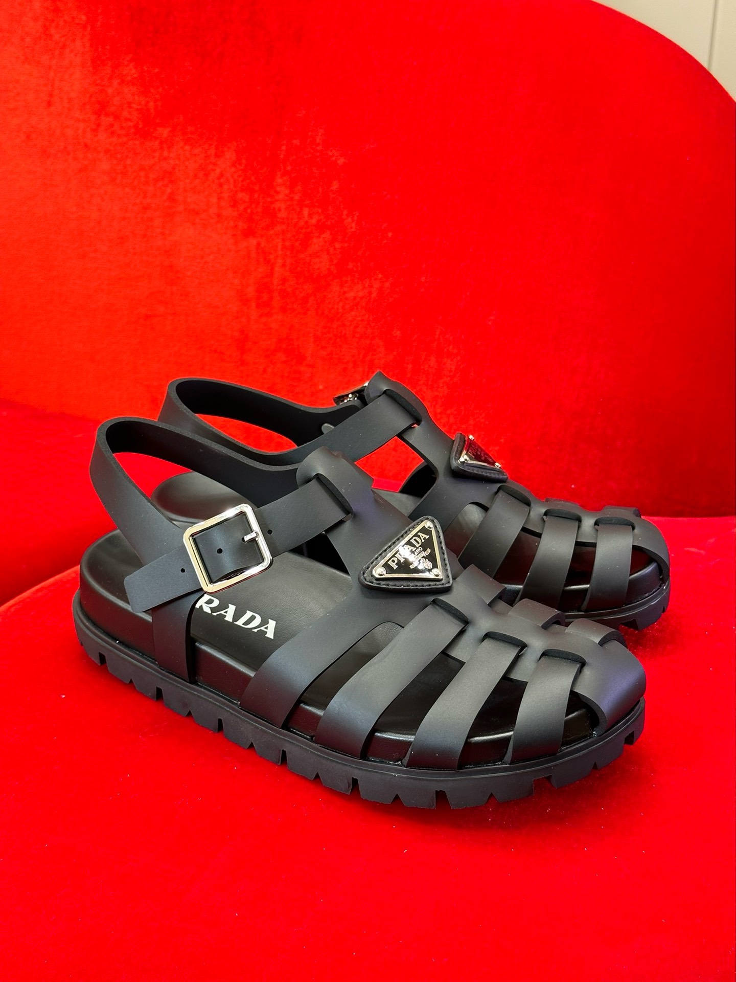 Bagsaaa Pra*a Foam Rubber Sandals In Black