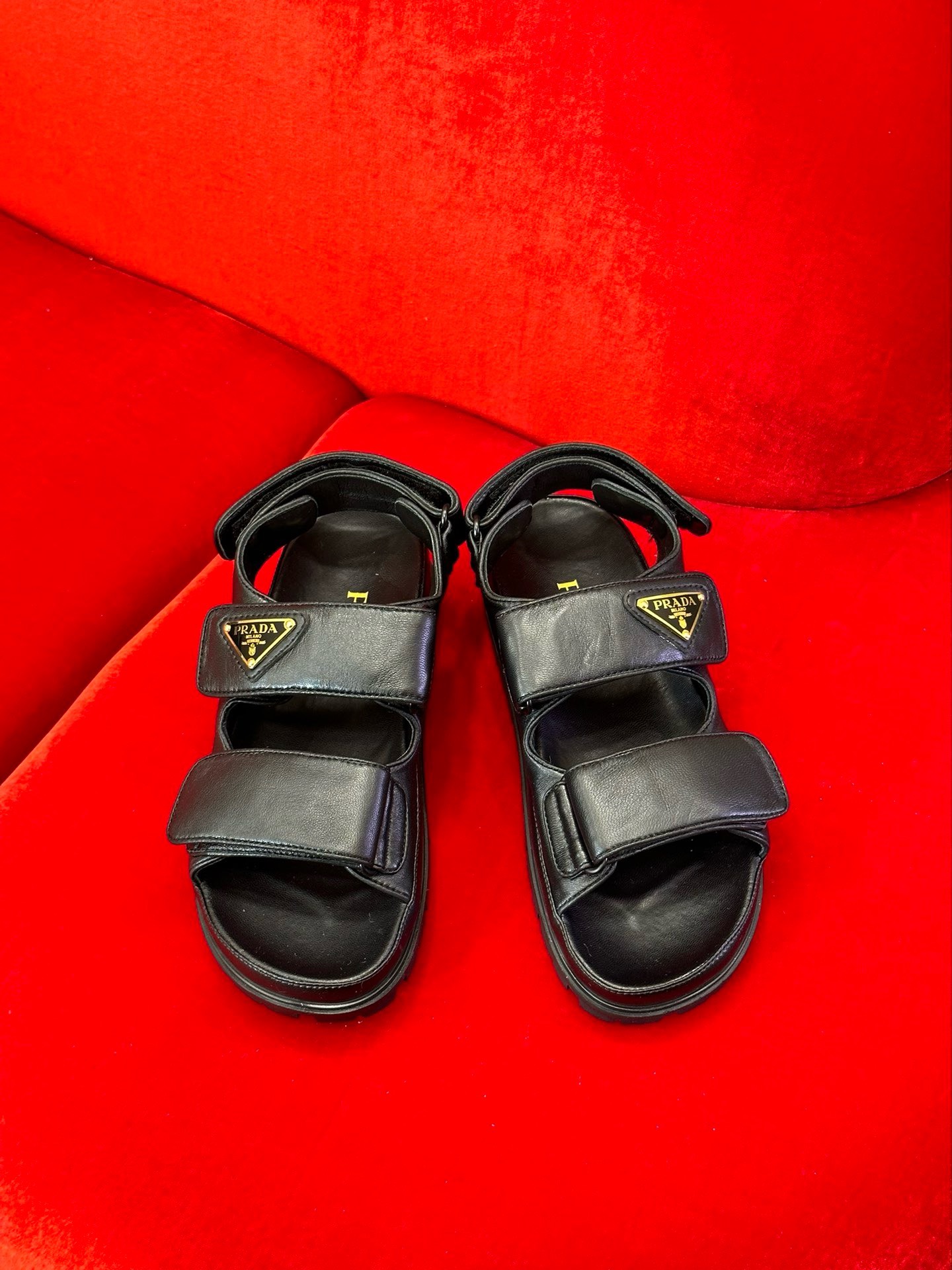Bagsaaa Pra*a Black Thunder Chunky Sandals
