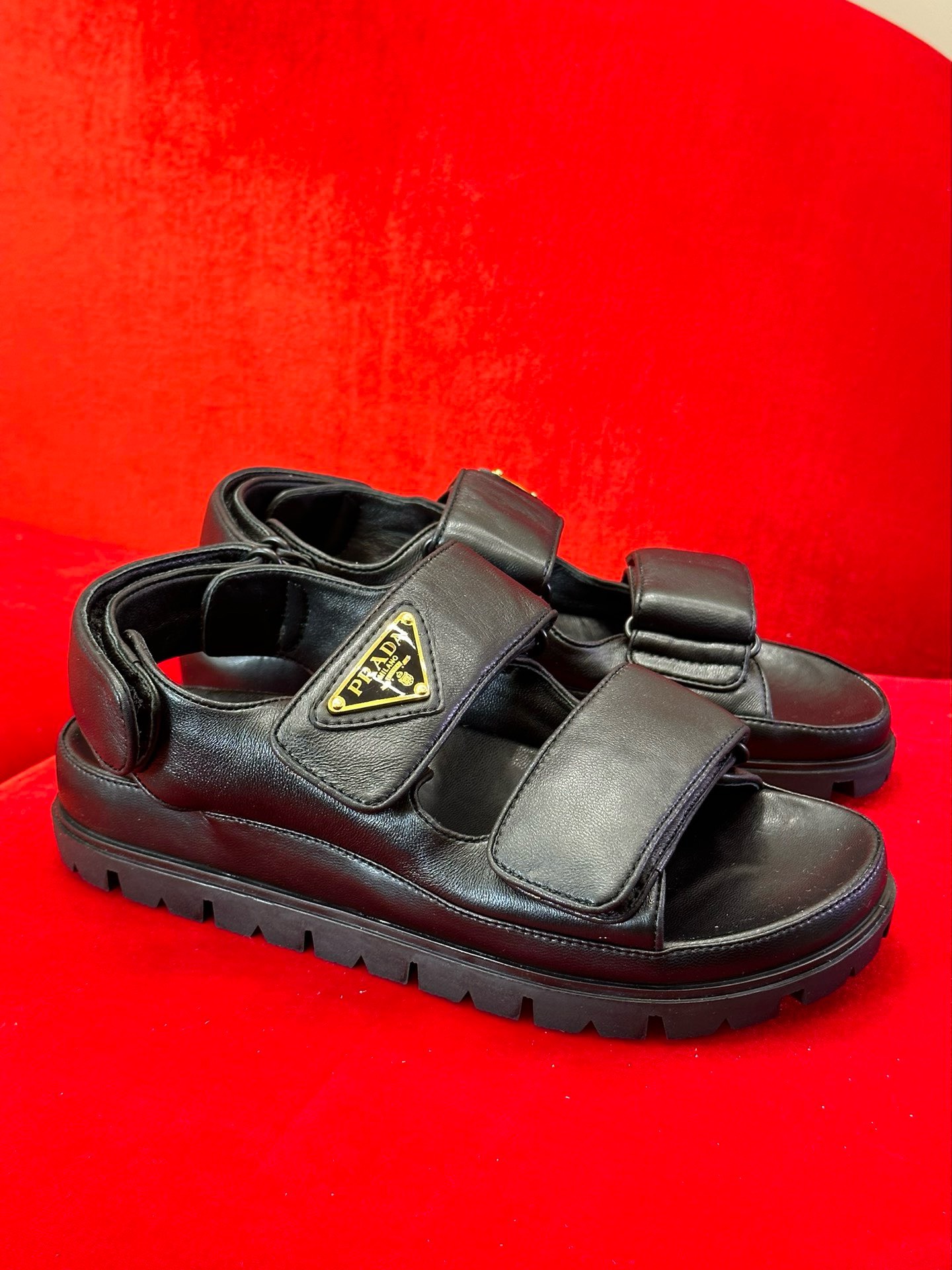 Bagsaaa Pra*a Black Thunder Chunky Sandals