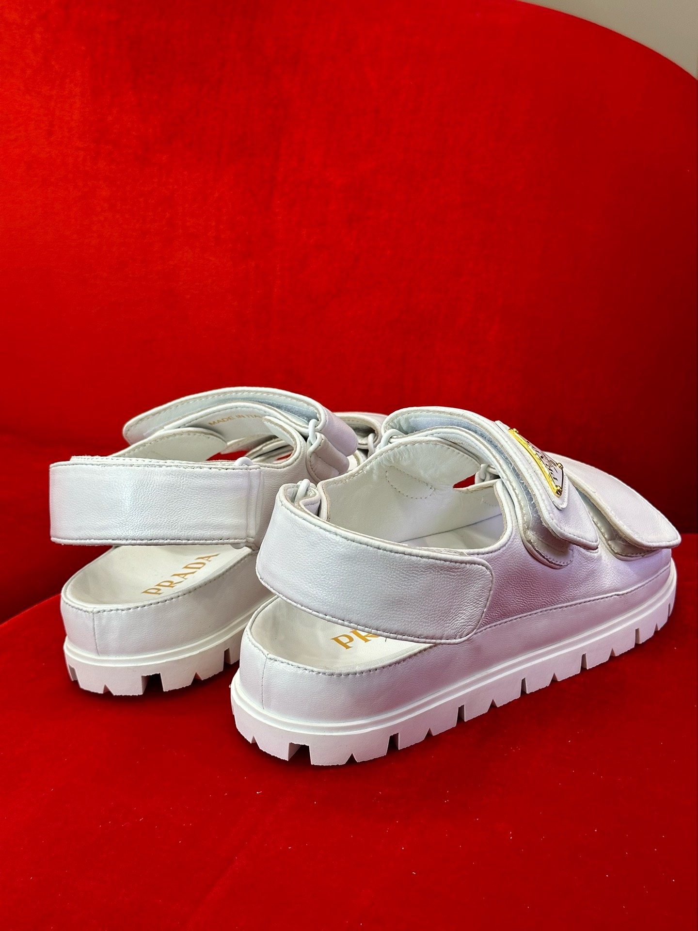 Bagsaaa Pra*a White Thunder Chunky Sandals