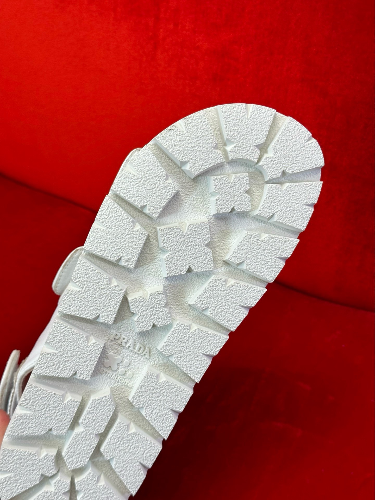Bagsaaa Pra*a White Thunder Chunky Sandals