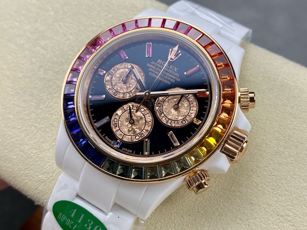 Bagsaaa R01ex Daytona Rainbow D1am0nds Black Dial 40mm x 15mm