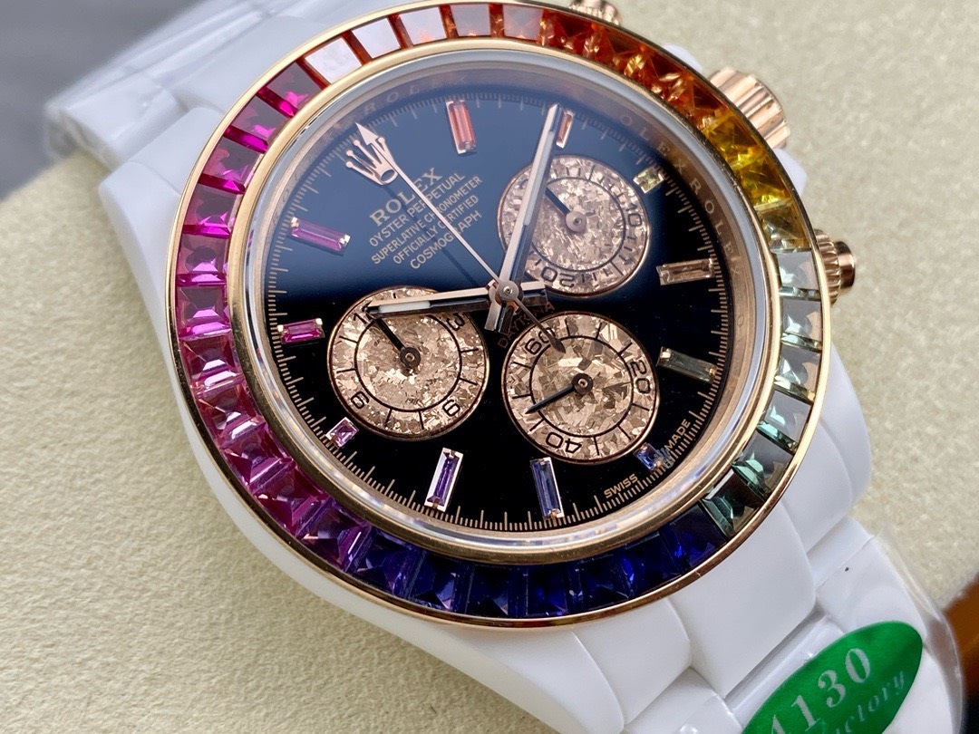 Bagsaaa R01ex Daytona Rainbow D1am0nds Black Dial 40mm x 15mm