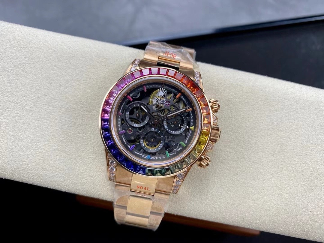 Bagsaaa R01ex Daytona Rainbow D1am0nds Gold Dial 40mm x 15mm