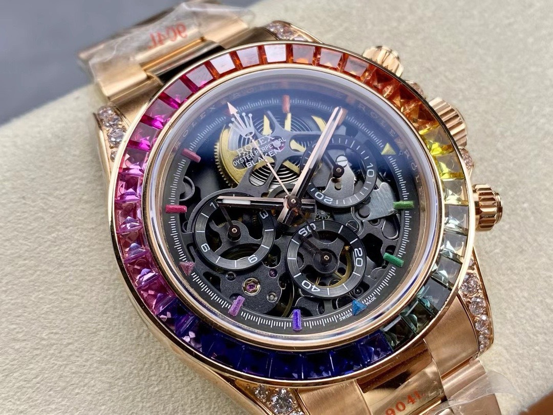 Bagsaaa R01ex Daytona Rainbow D1am0nds Gold Dial 40mm x 15mm