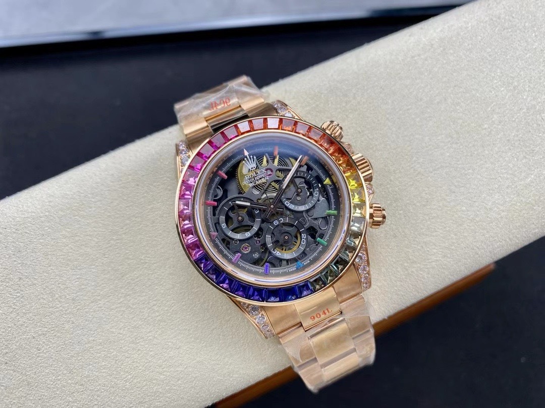 Bagsaaa R01ex Daytona Rainbow D1am0nds Gold Dial 40mm x 15mm