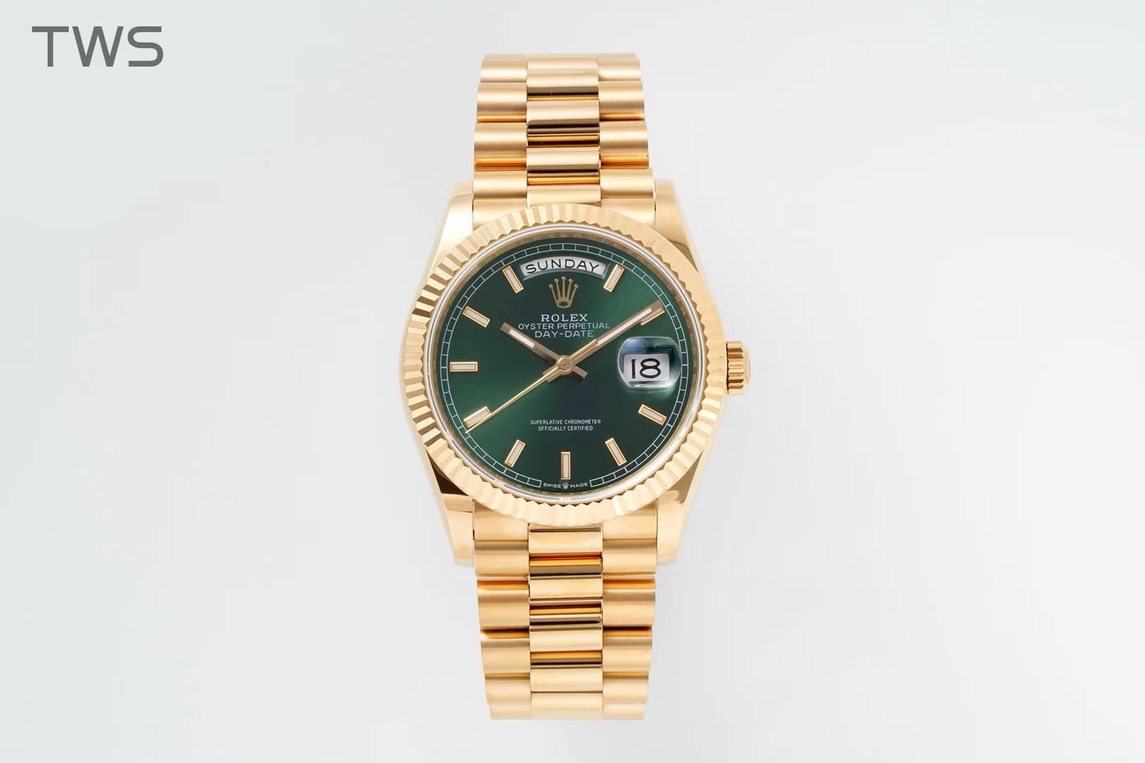 Bagsaaa R01ex Day-Date 36mm Gold Green Dial